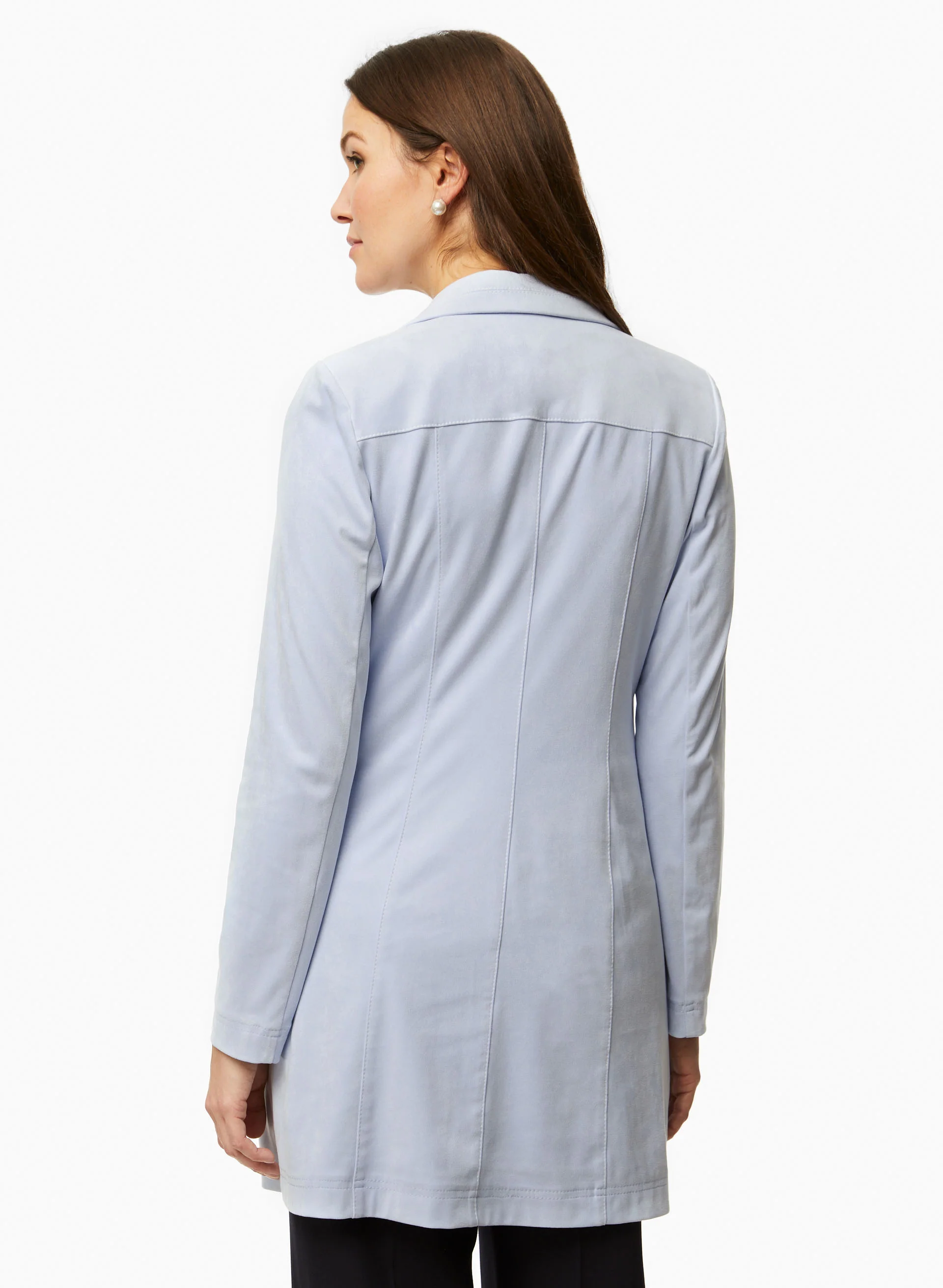 Long Faux Suede Redingote Jacket - Image 2