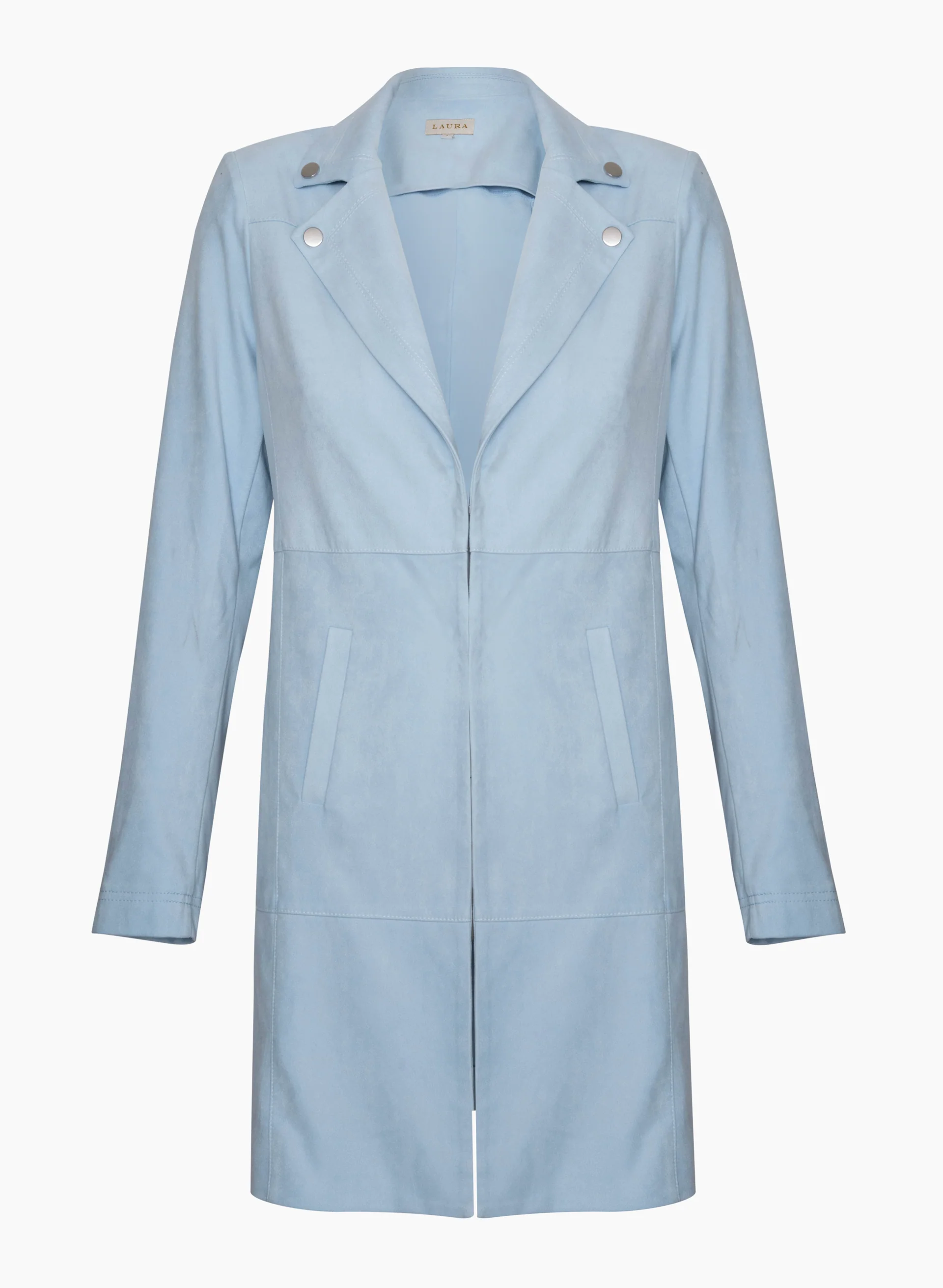 Long Faux Suede Redingote Jacket - Image 5
