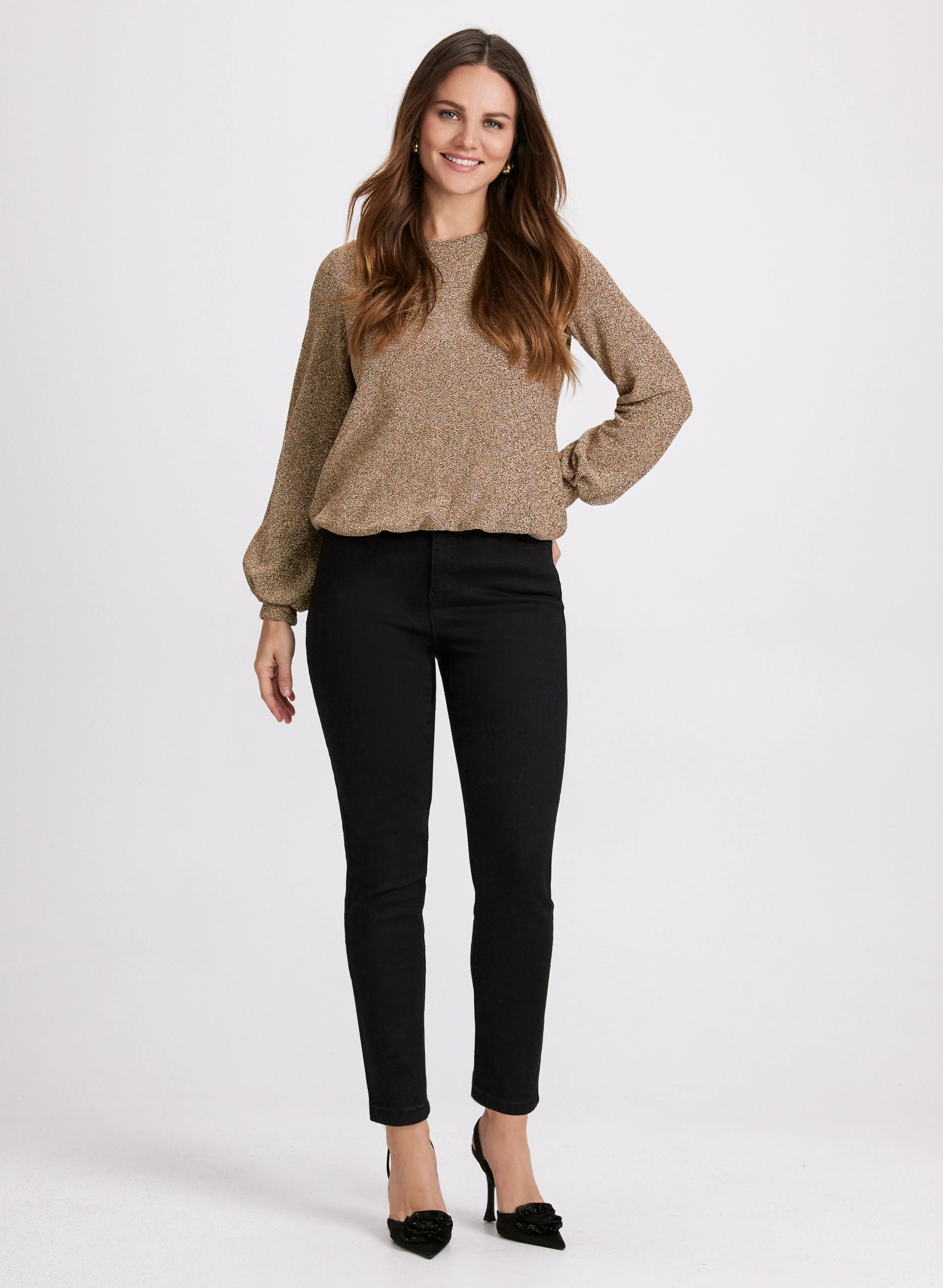 Marled Metallic Knit Top - Image 3