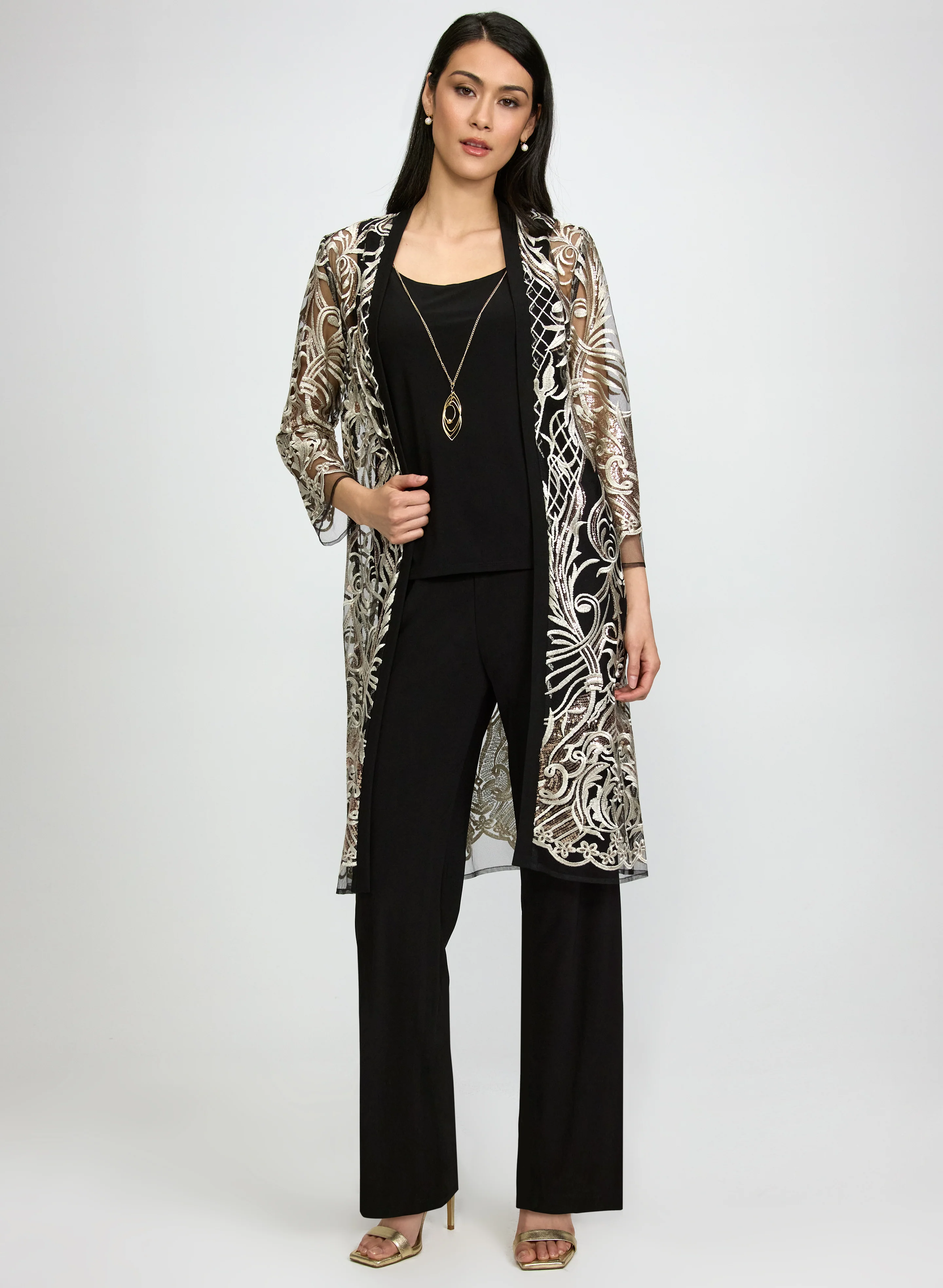 Mesh Jacket, Top & Pants Set