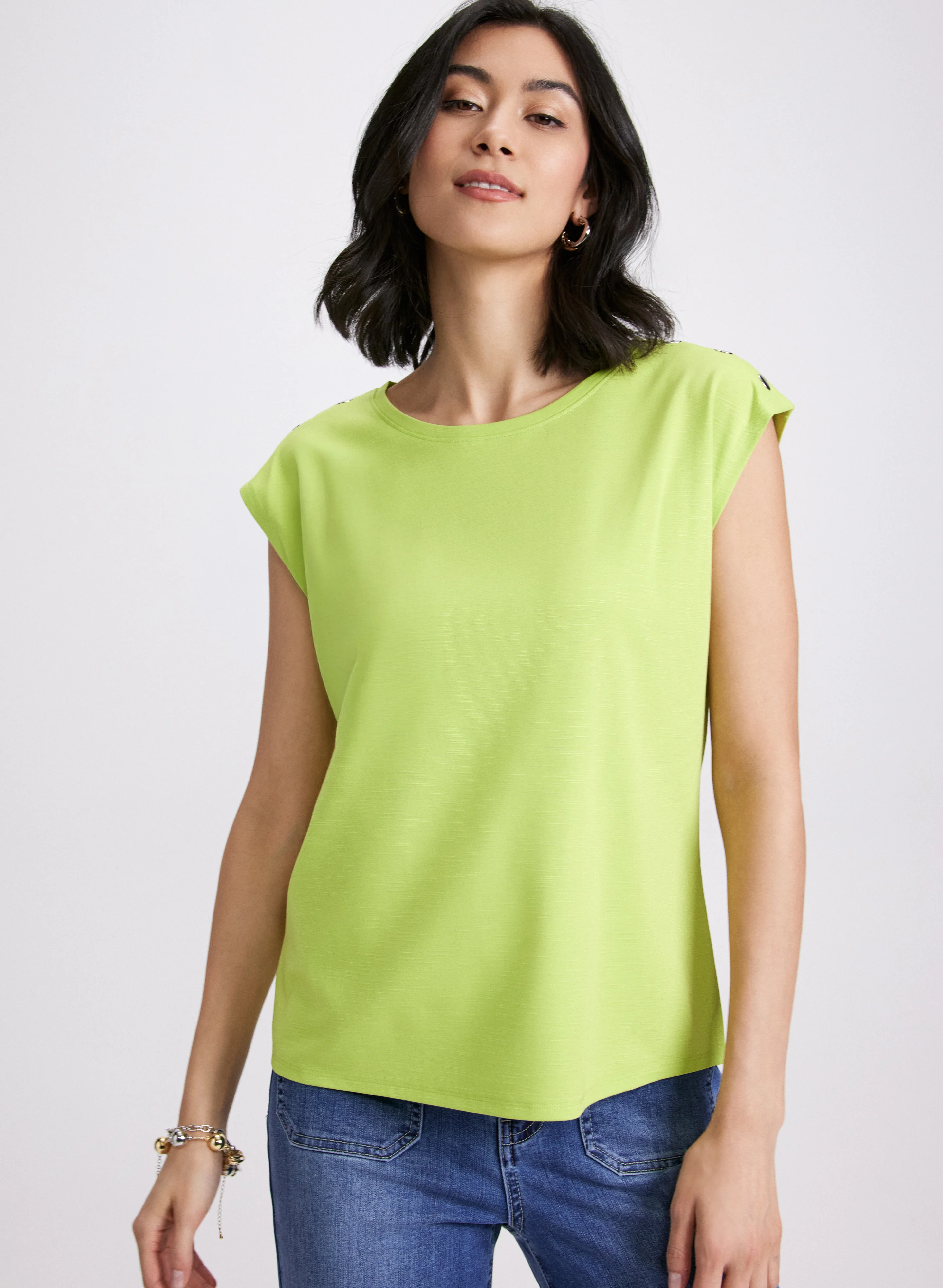 Metallic Button T-Shirt - Image 4
