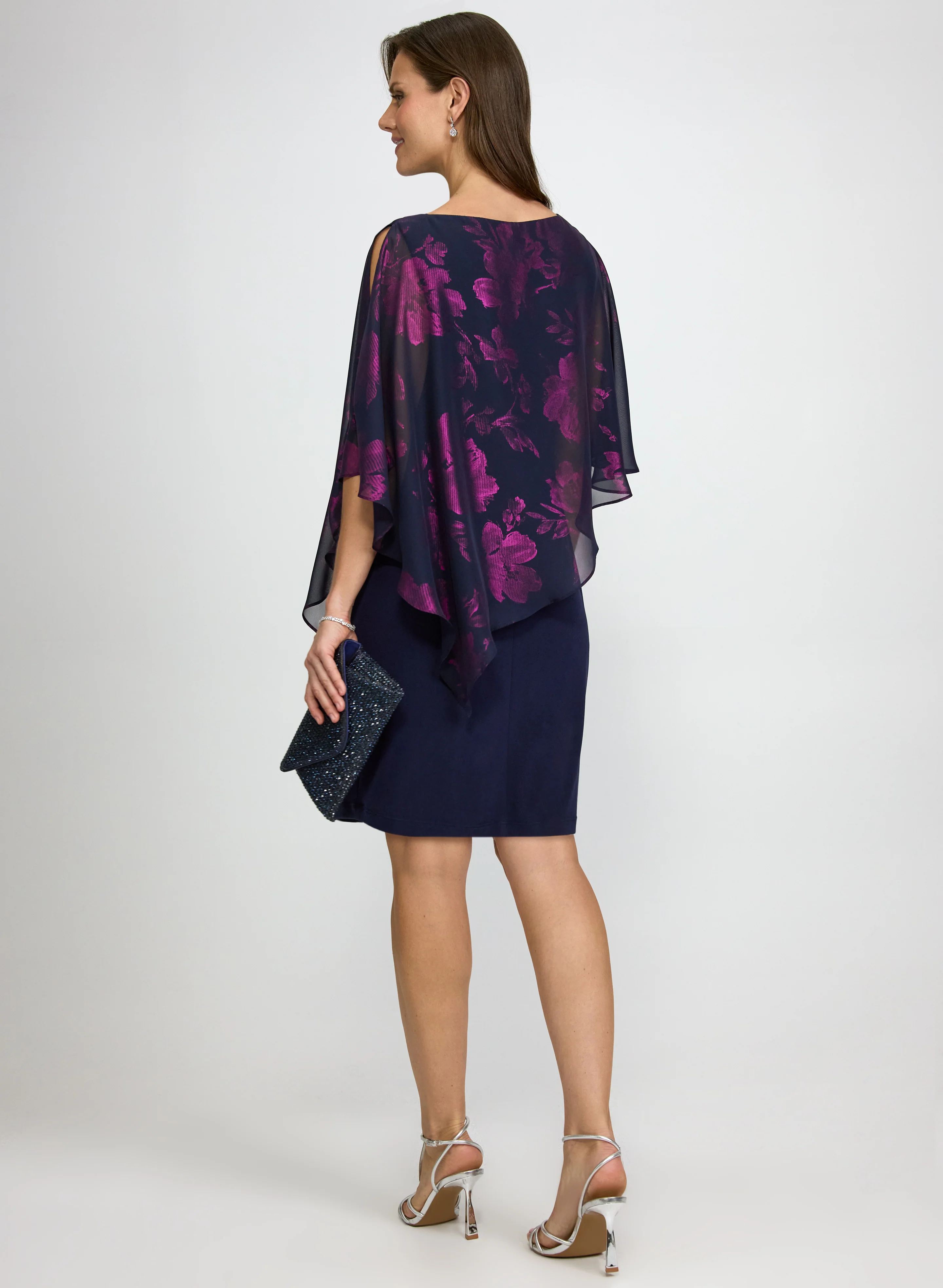 Metallic Floral Overlay Dress - Image 3