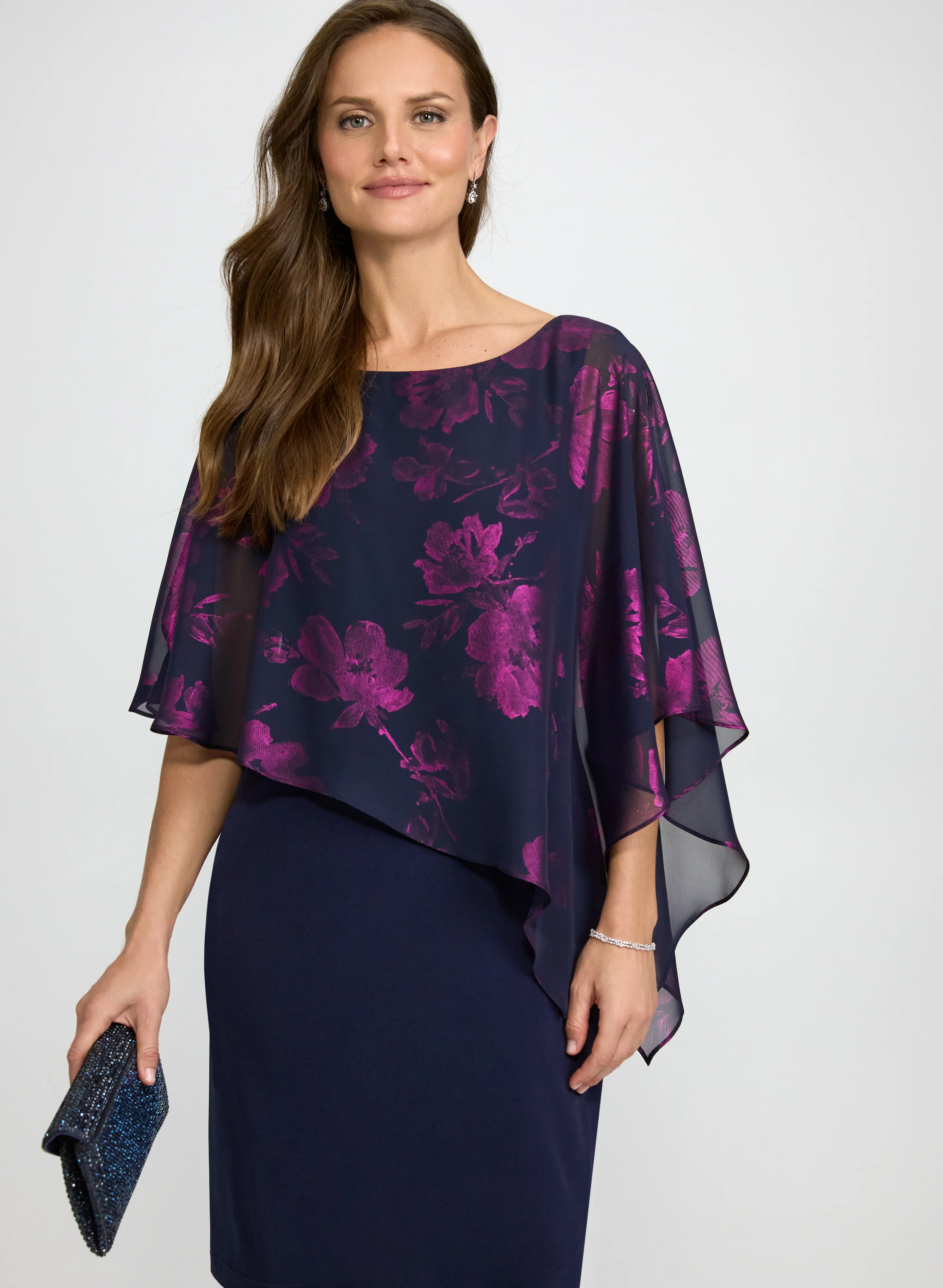 Metallic Floral Overlay Dress - Image 4