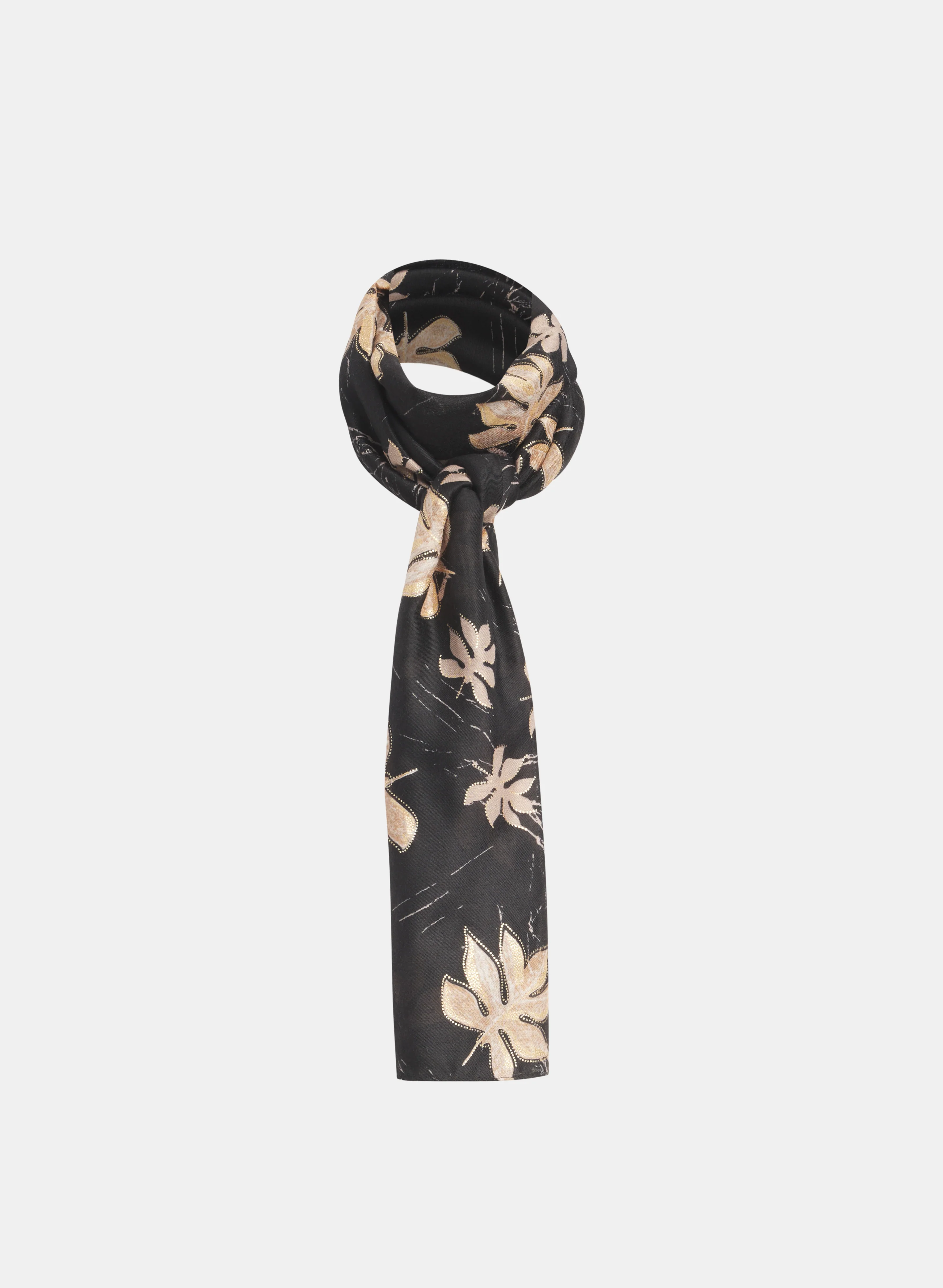 Metallic Leaf Print Scarf