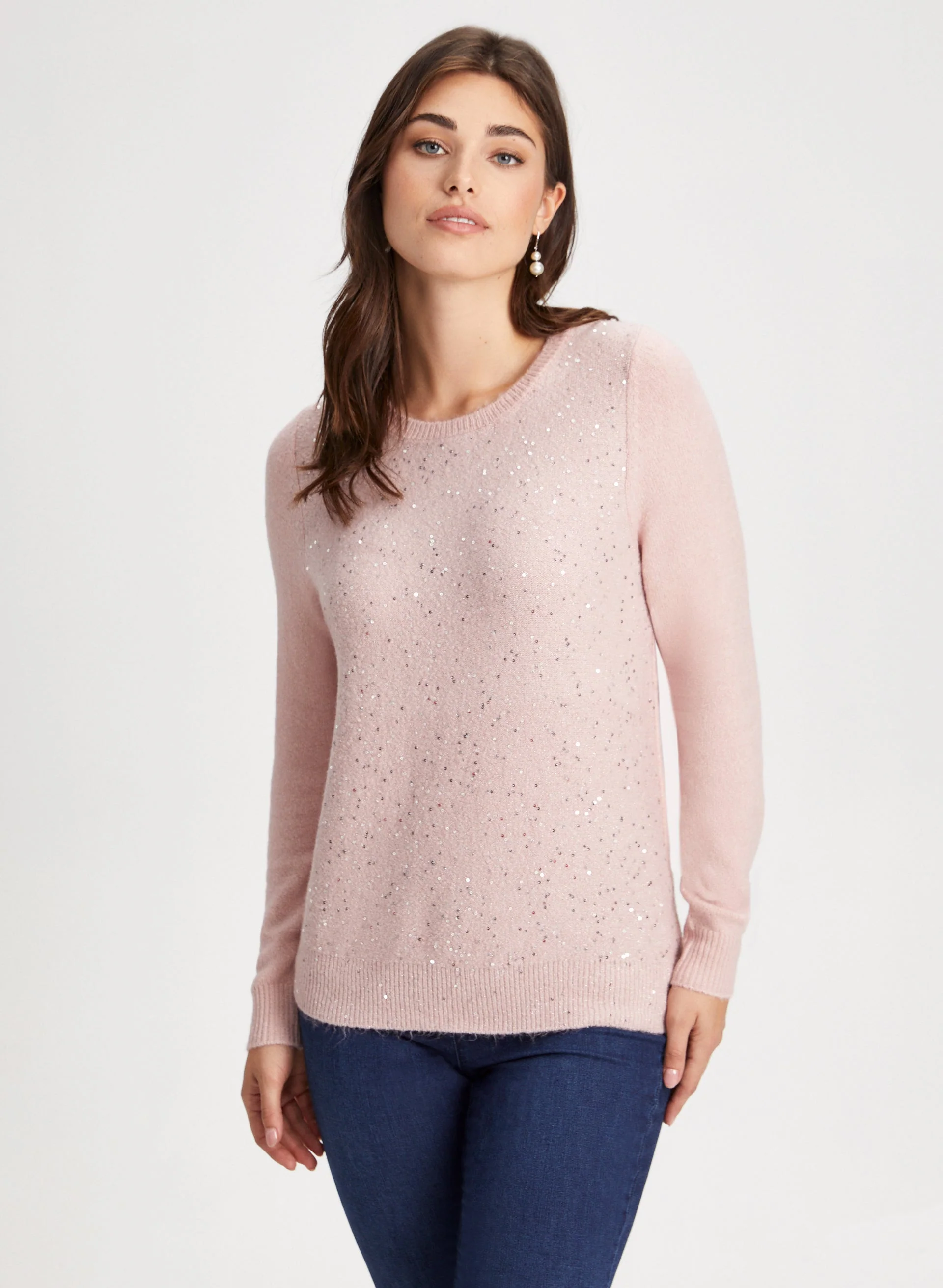 Mini Sequin Crew Neck Sweater