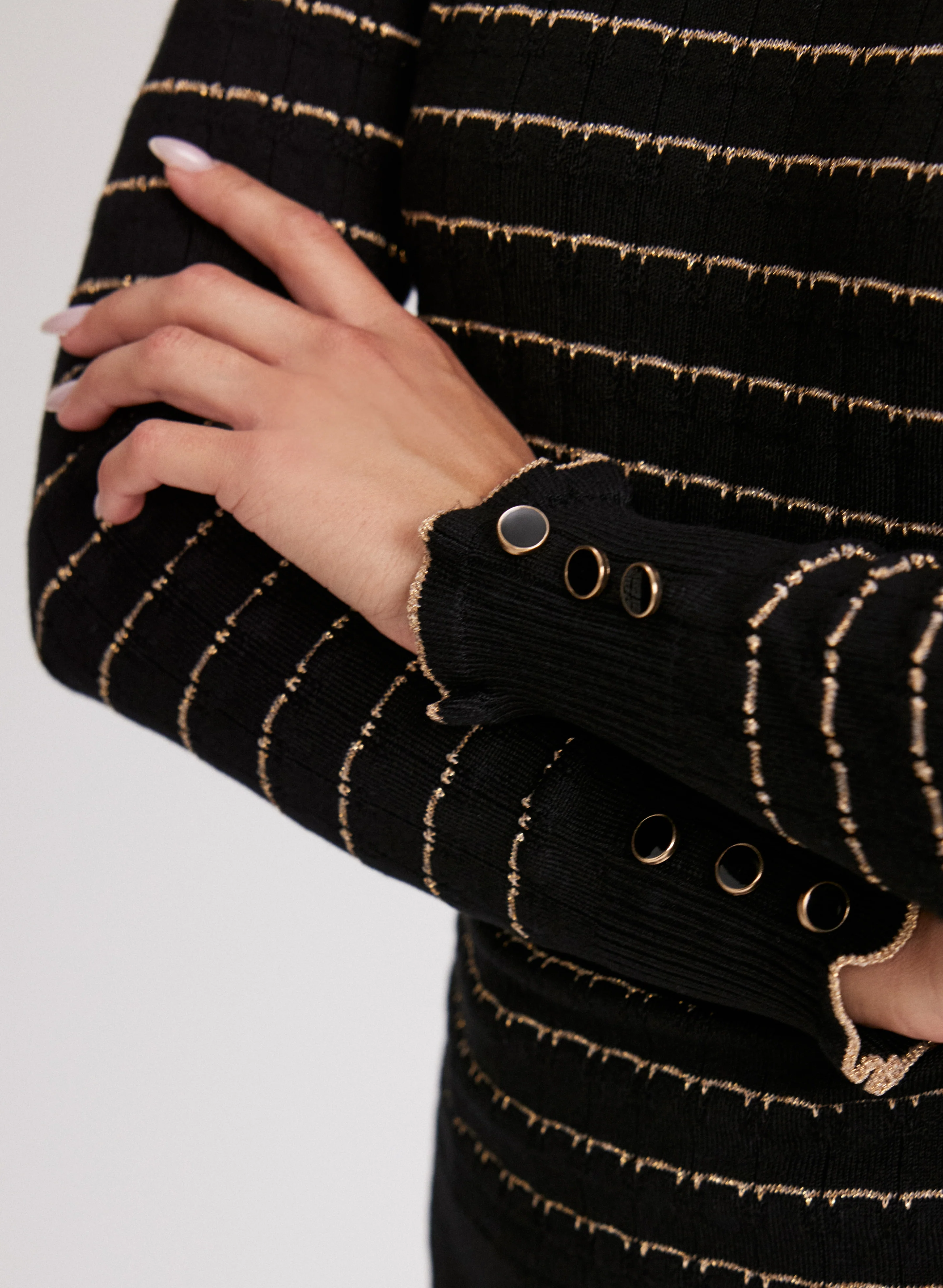 Mock Neck Pointelle Stitch Sweater - Image 5