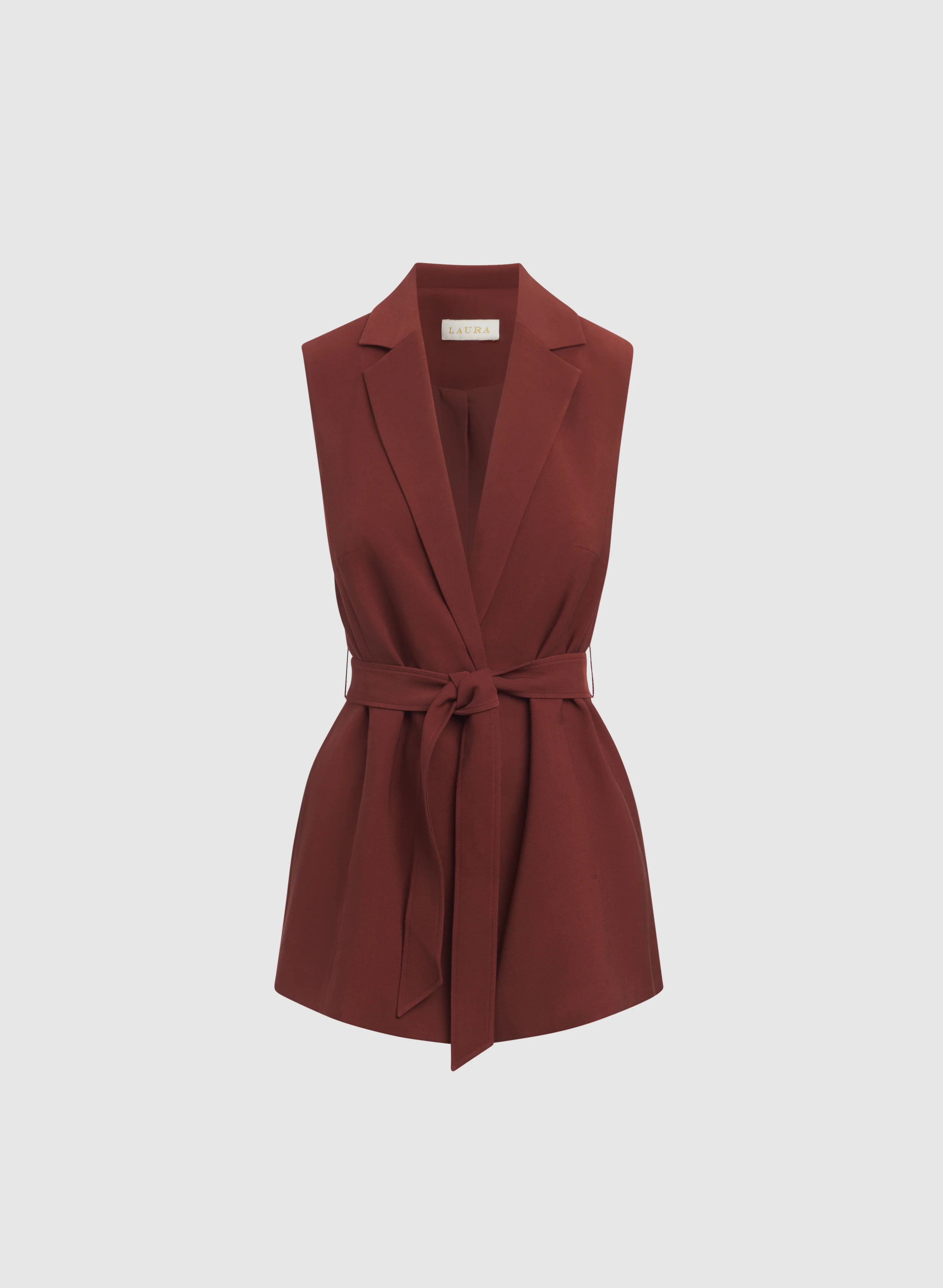 Notched Lapel Belted Vest - Image 5