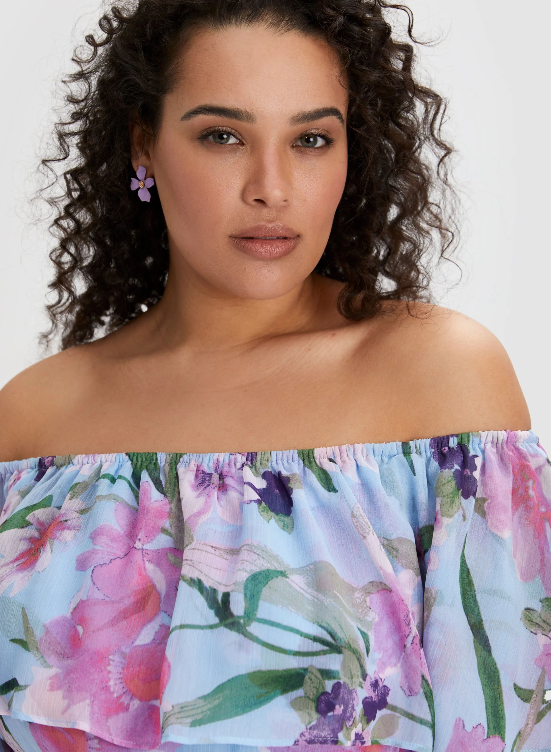 Off-the-Shoulder Floral Print Dress - Image 2