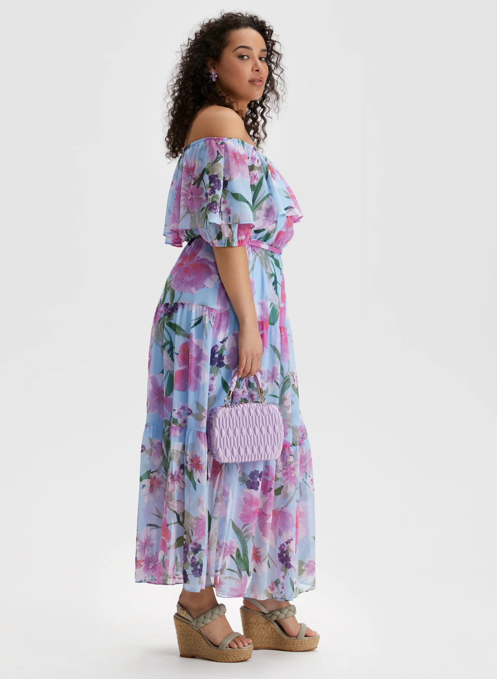 Off-the-Shoulder Floral Print Dress - Image 3