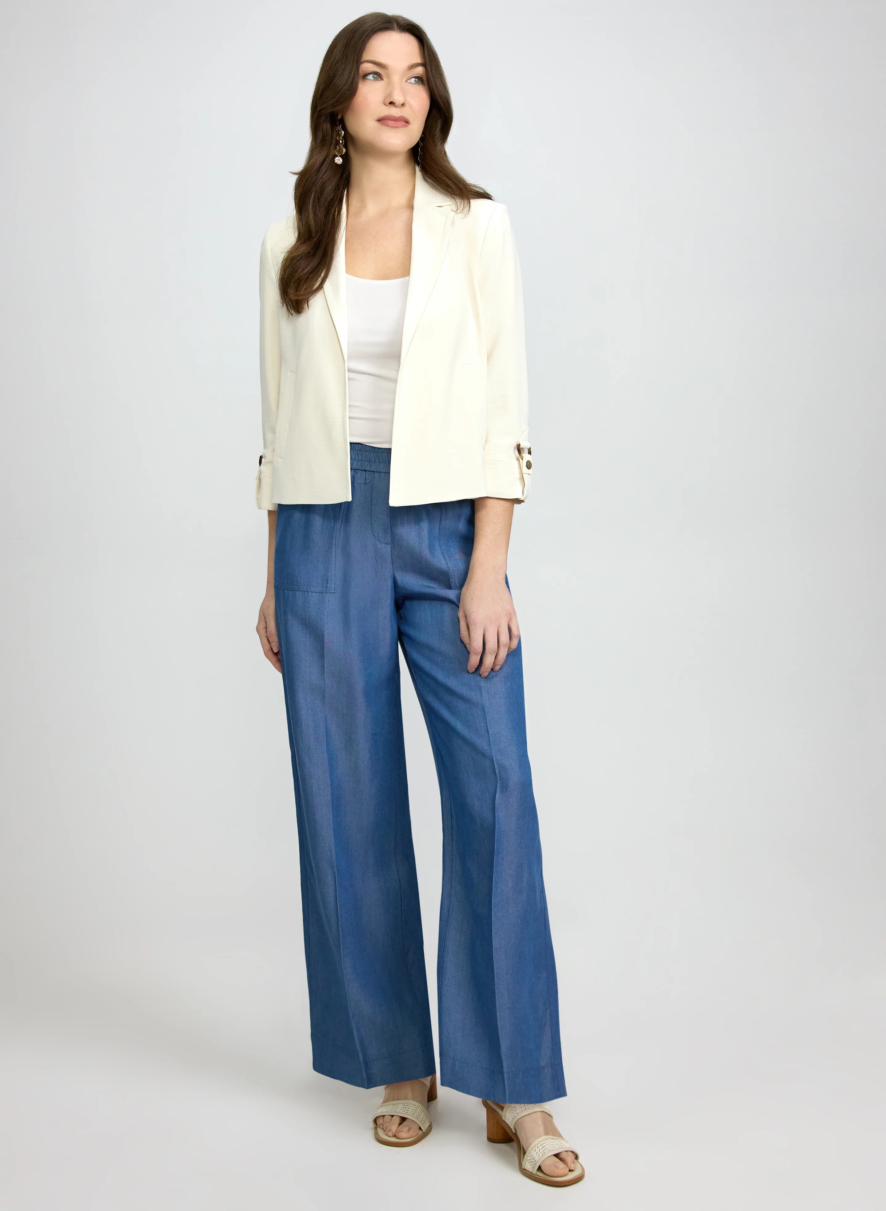 Open Front Jacket & Wide-Leg Pants