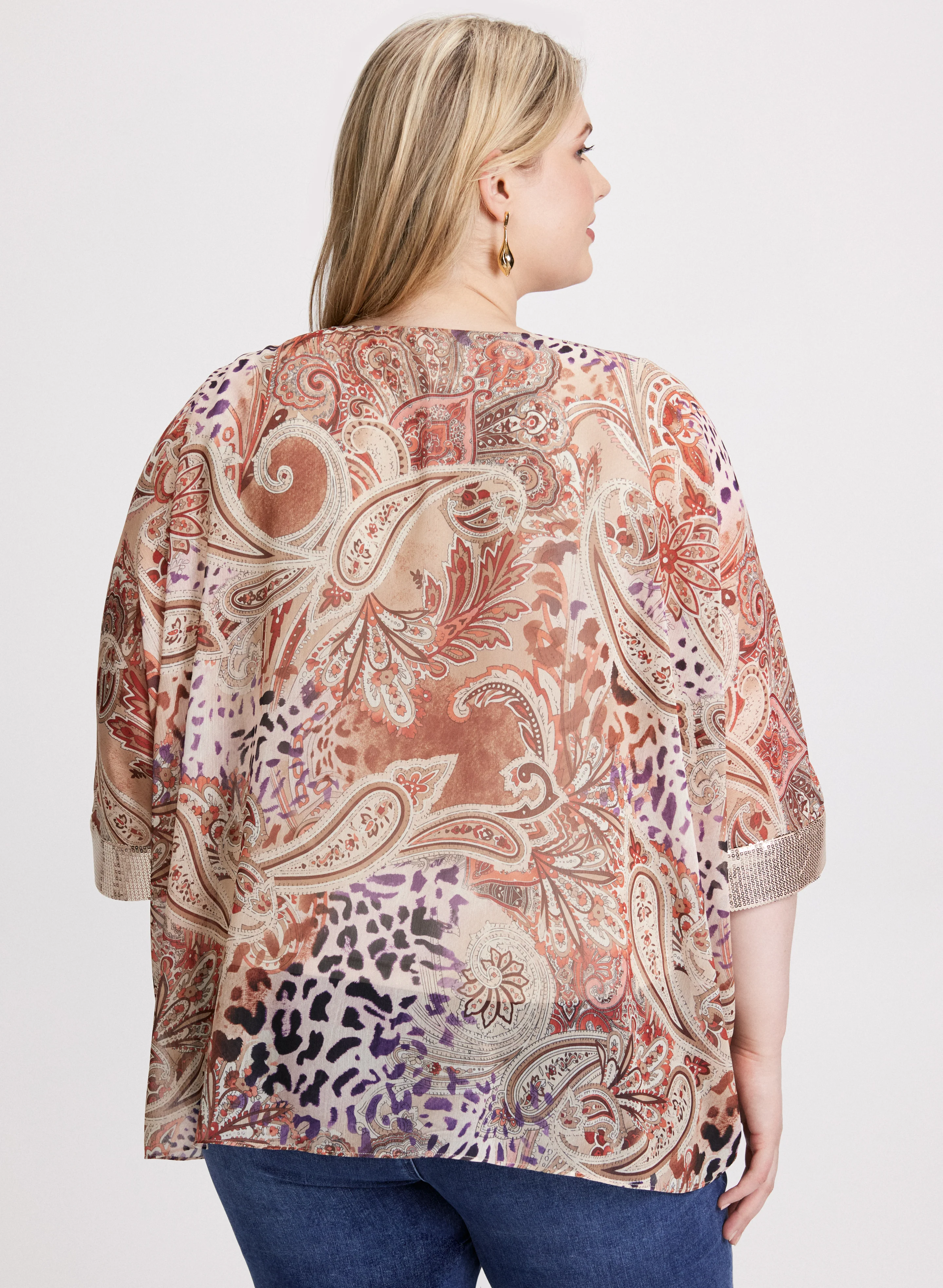 Paisley Print V-Neck Blouse - Image 4