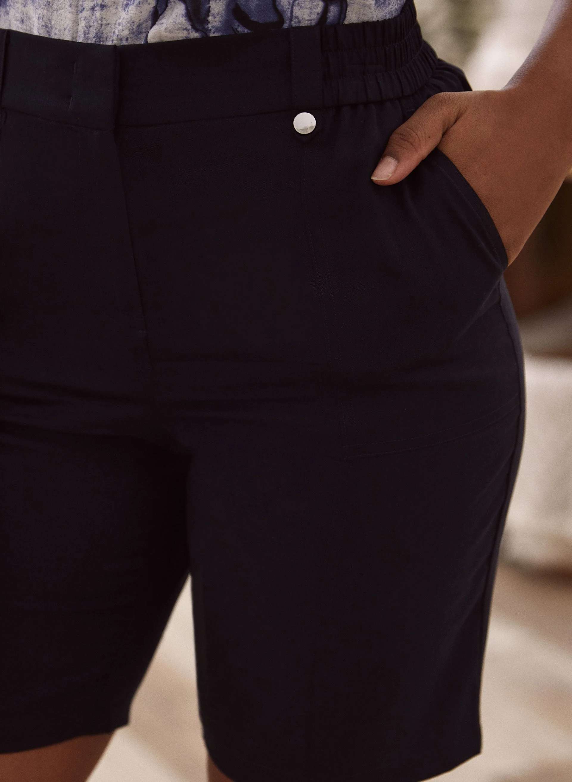 Patch Pocket Tencel Shorts - Image 4