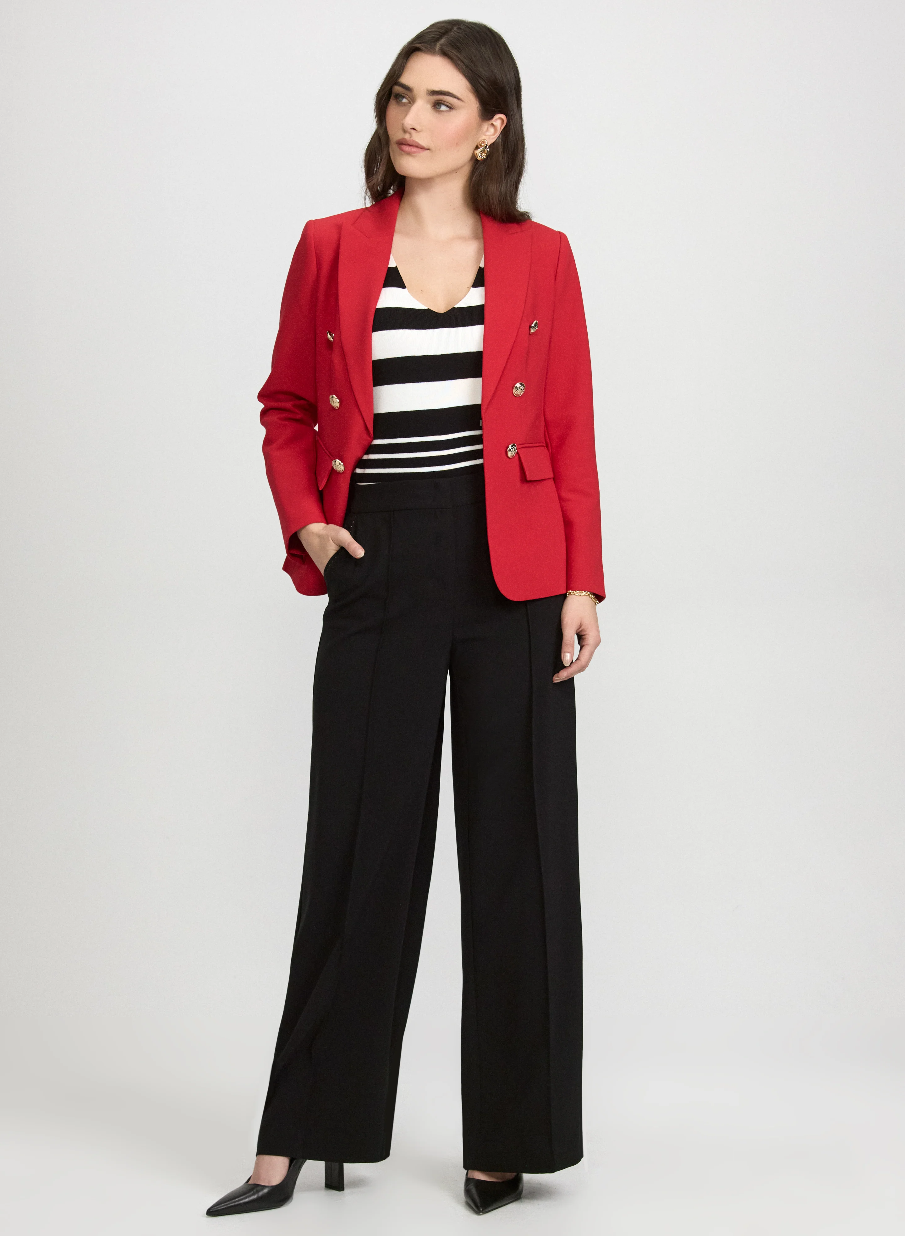 Peaked Lapel Blazer & Olivia Wide-Leg Pants