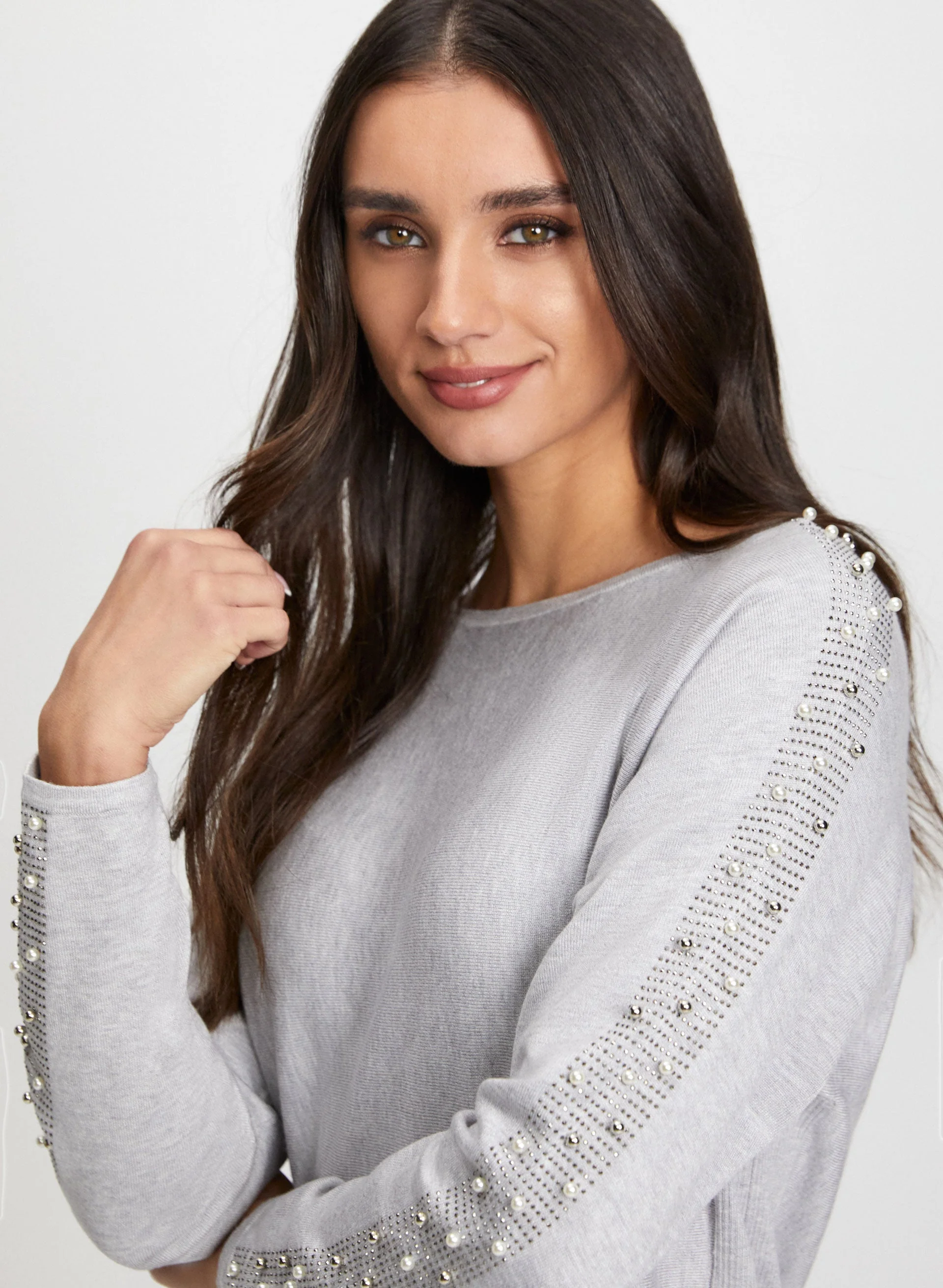 Pearl & Stud Detail Sweater - Image 2
