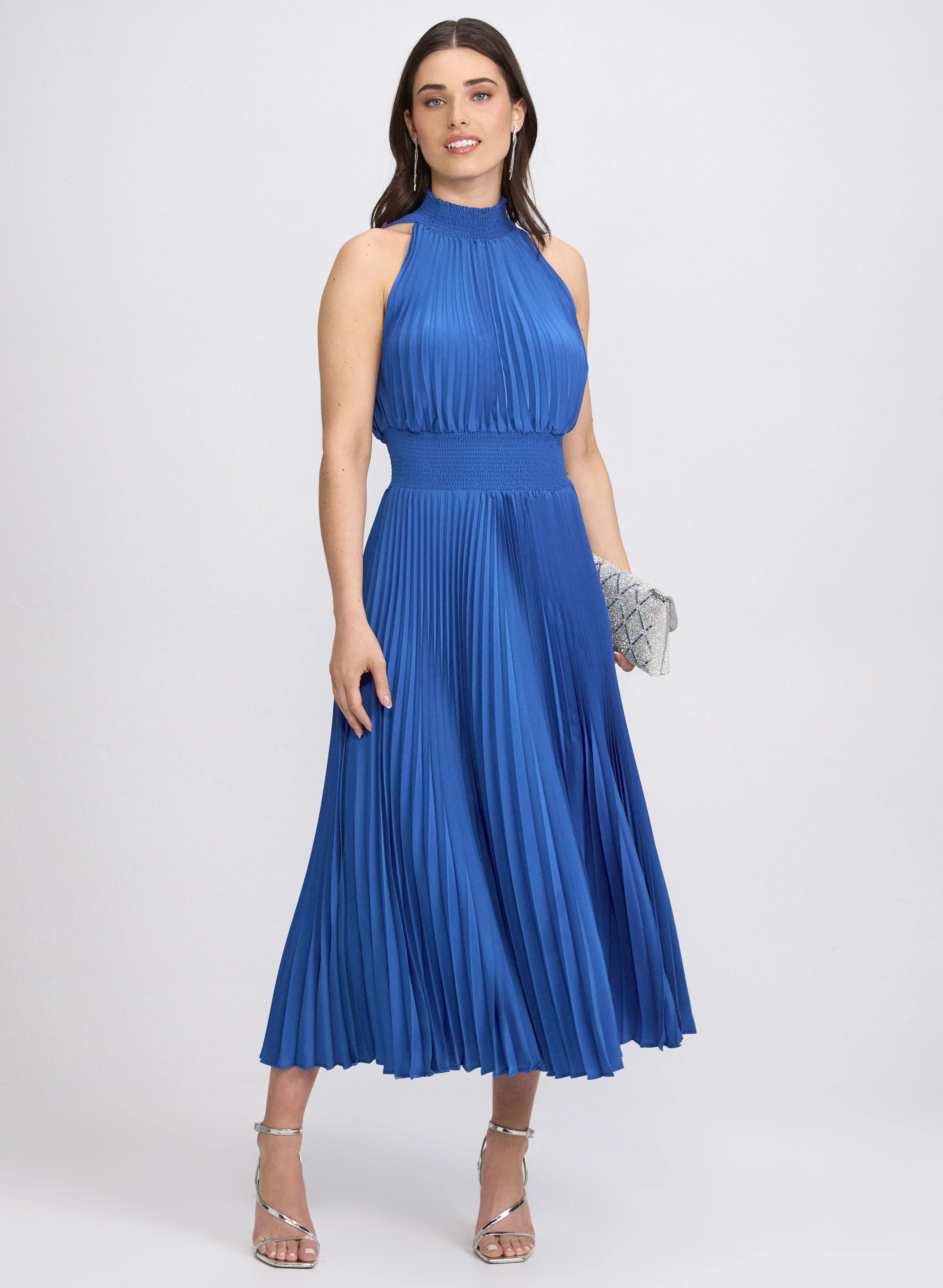 Pleated Halter Neck Dress