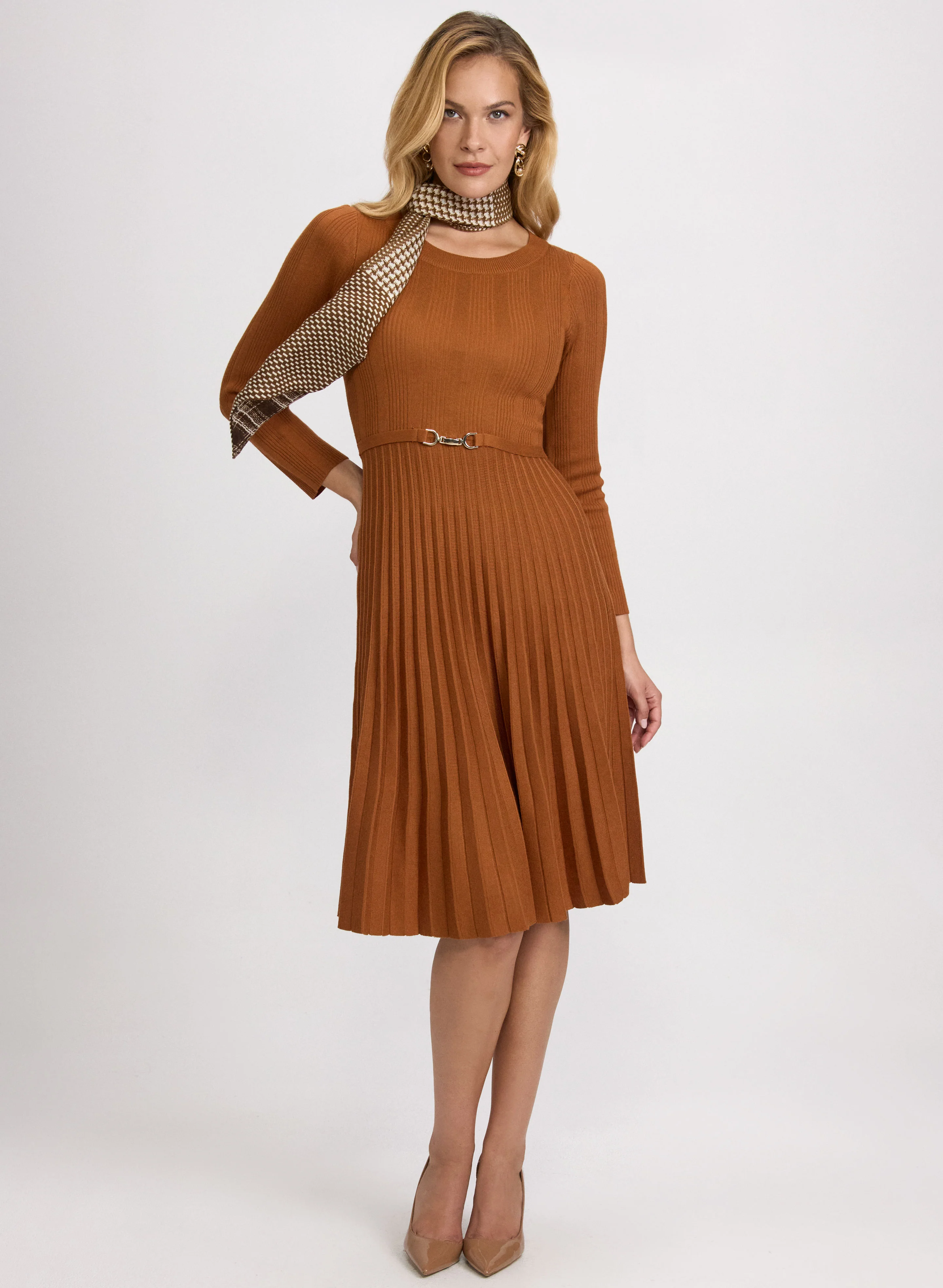 Pleated Knit Dress