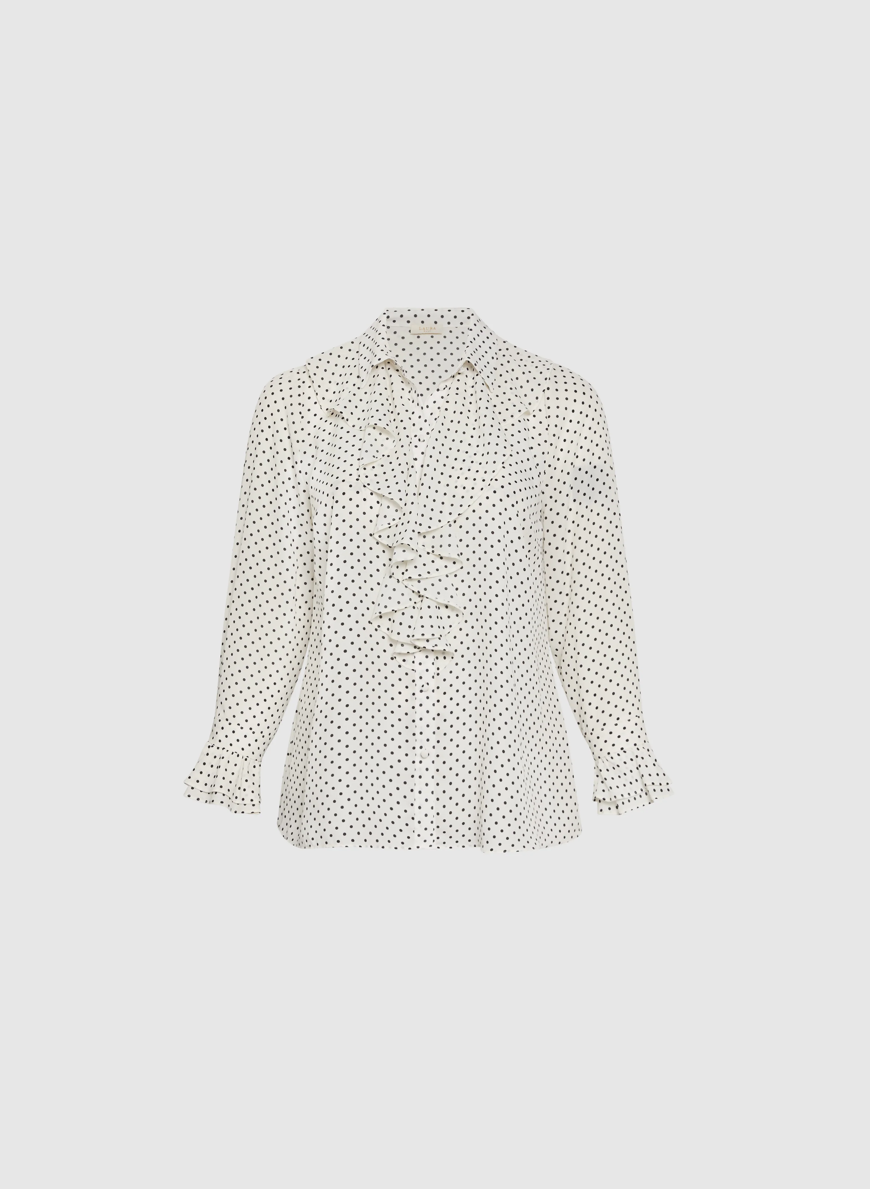 Polka Dot Ruffle Front Blouse - Image 6