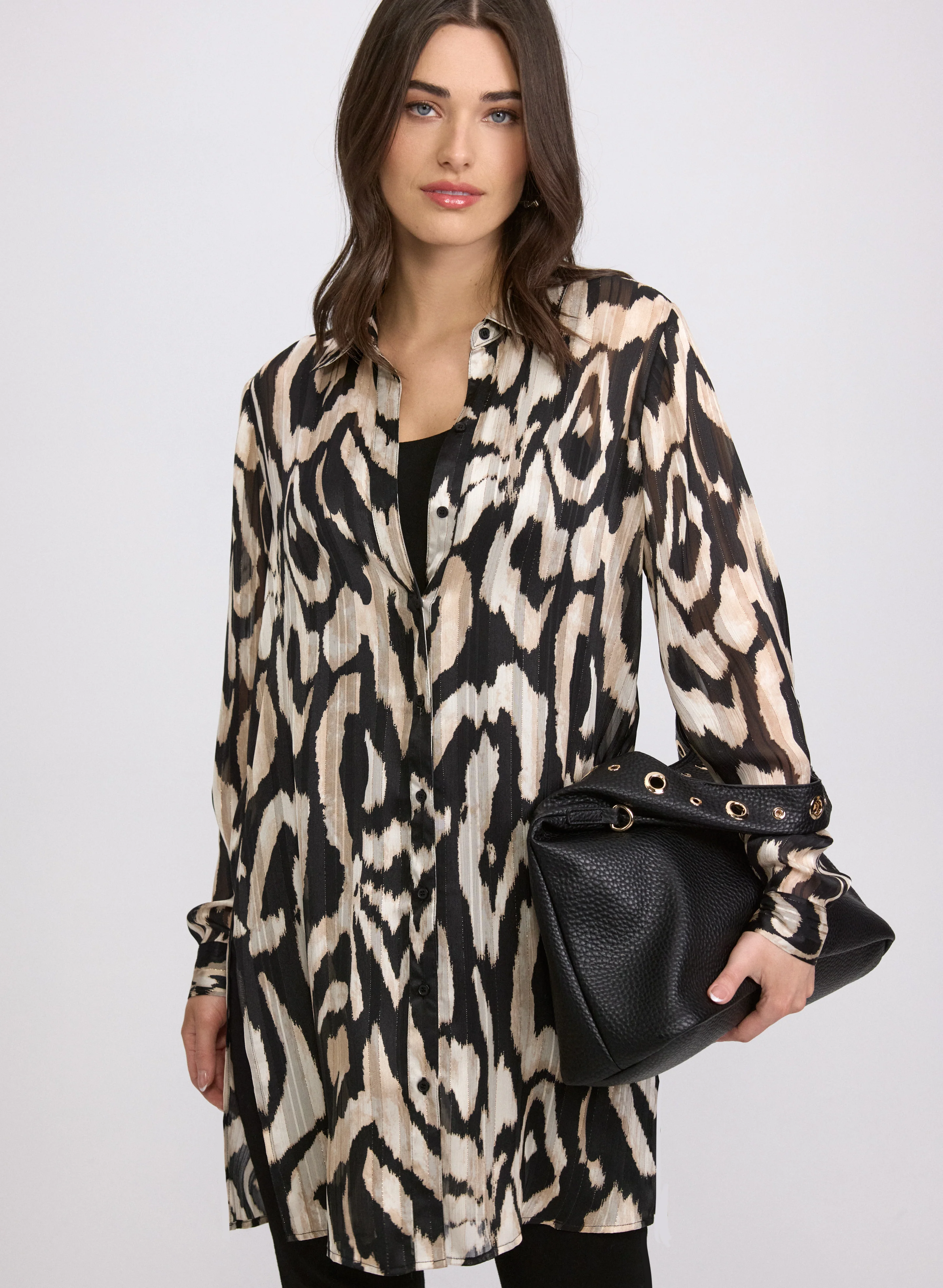 Printed Button-Down Tunic