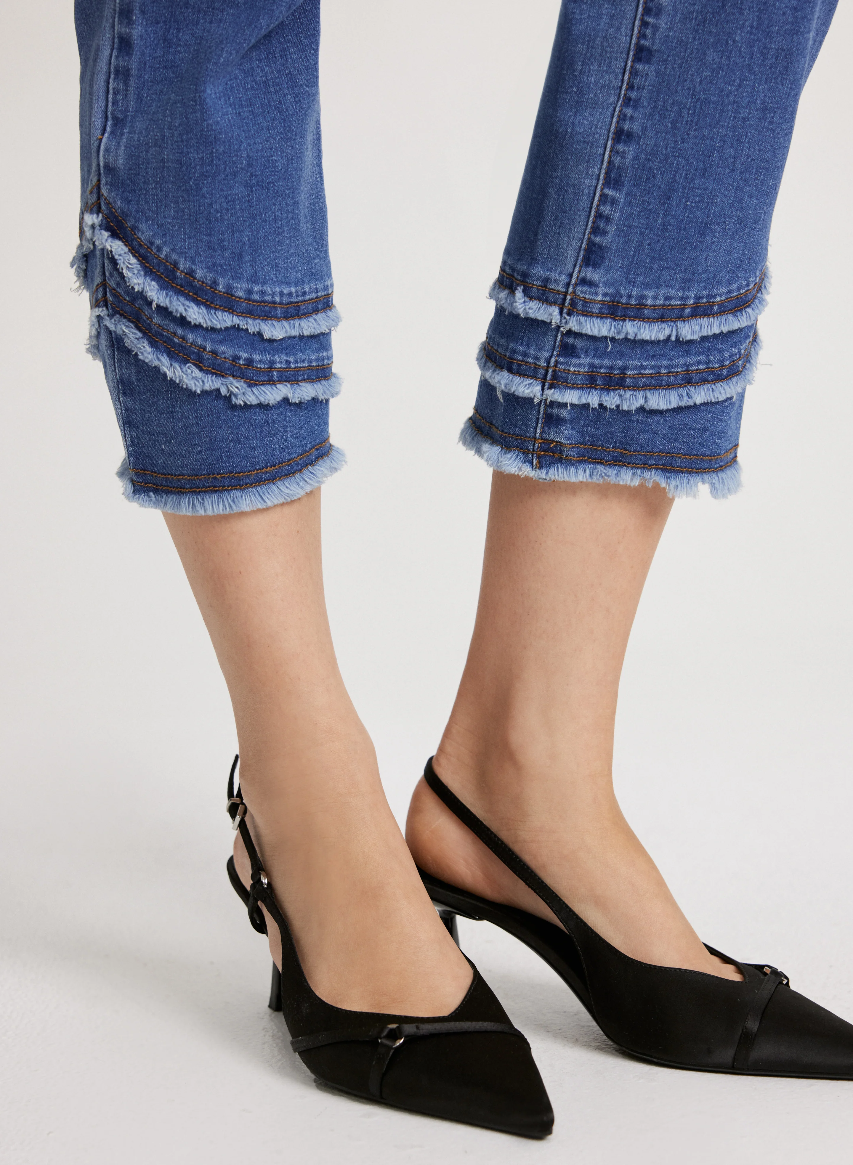 Pull-On Frayed Denim Capris - Image 5
