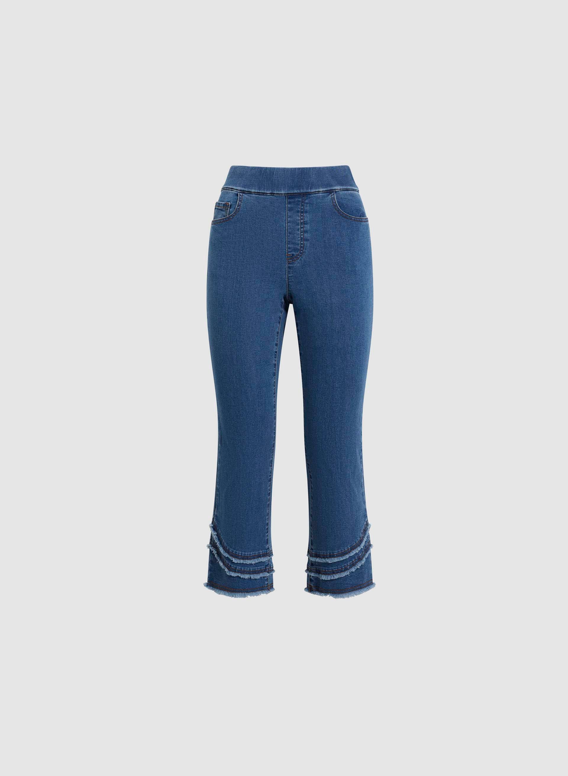 Pull-On Frayed Denim Capris - Image 6
