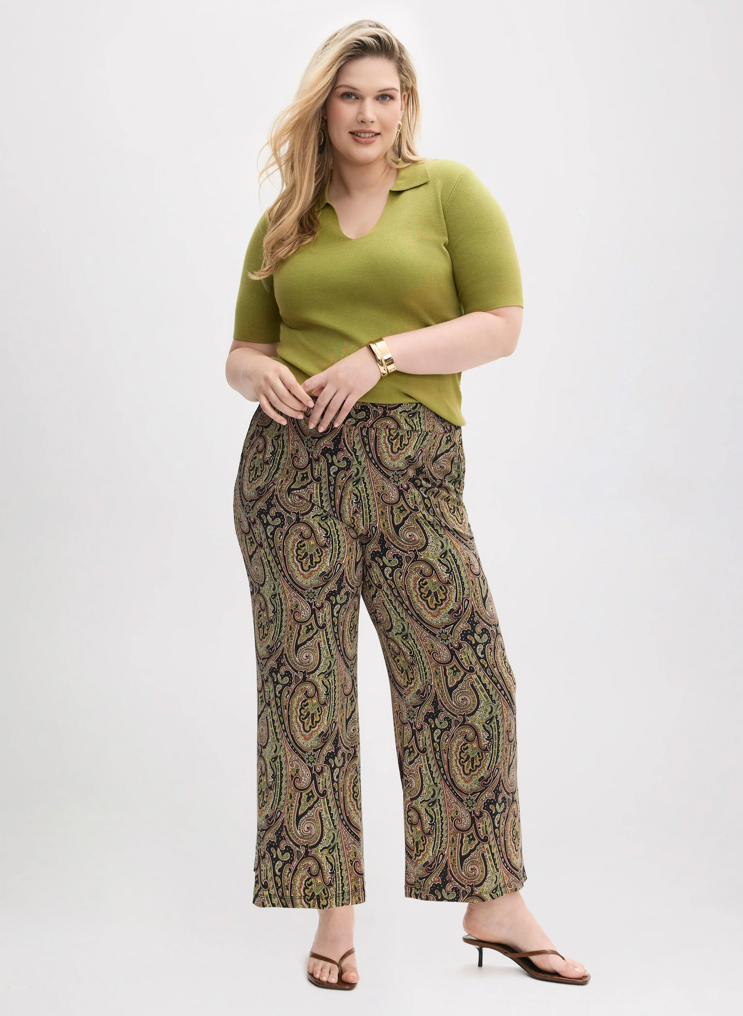Olivia Paisley Print Wide-Leg Pants - Image 3