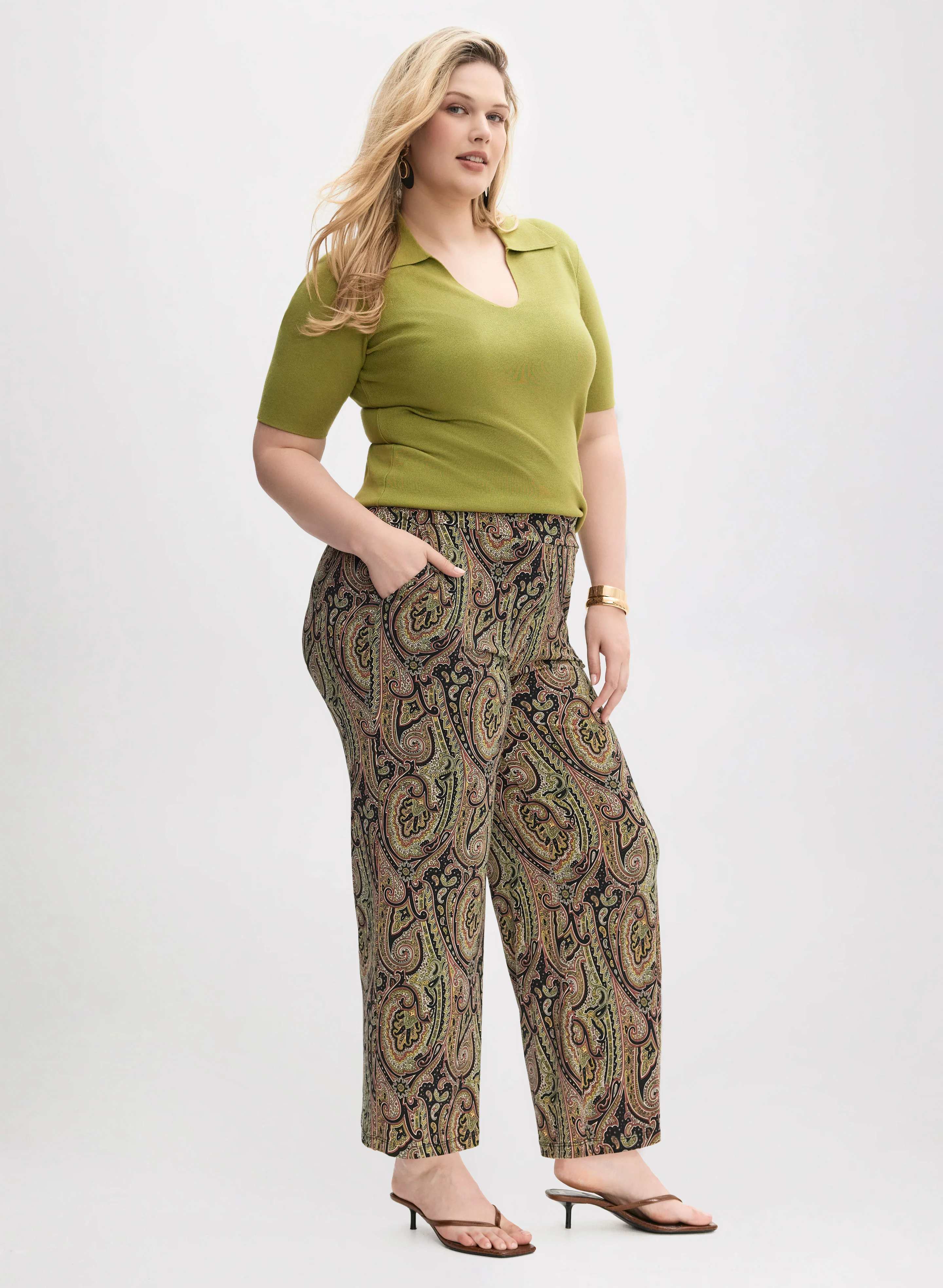 Olivia Paisley Print Wide-Leg Pants - Image 4