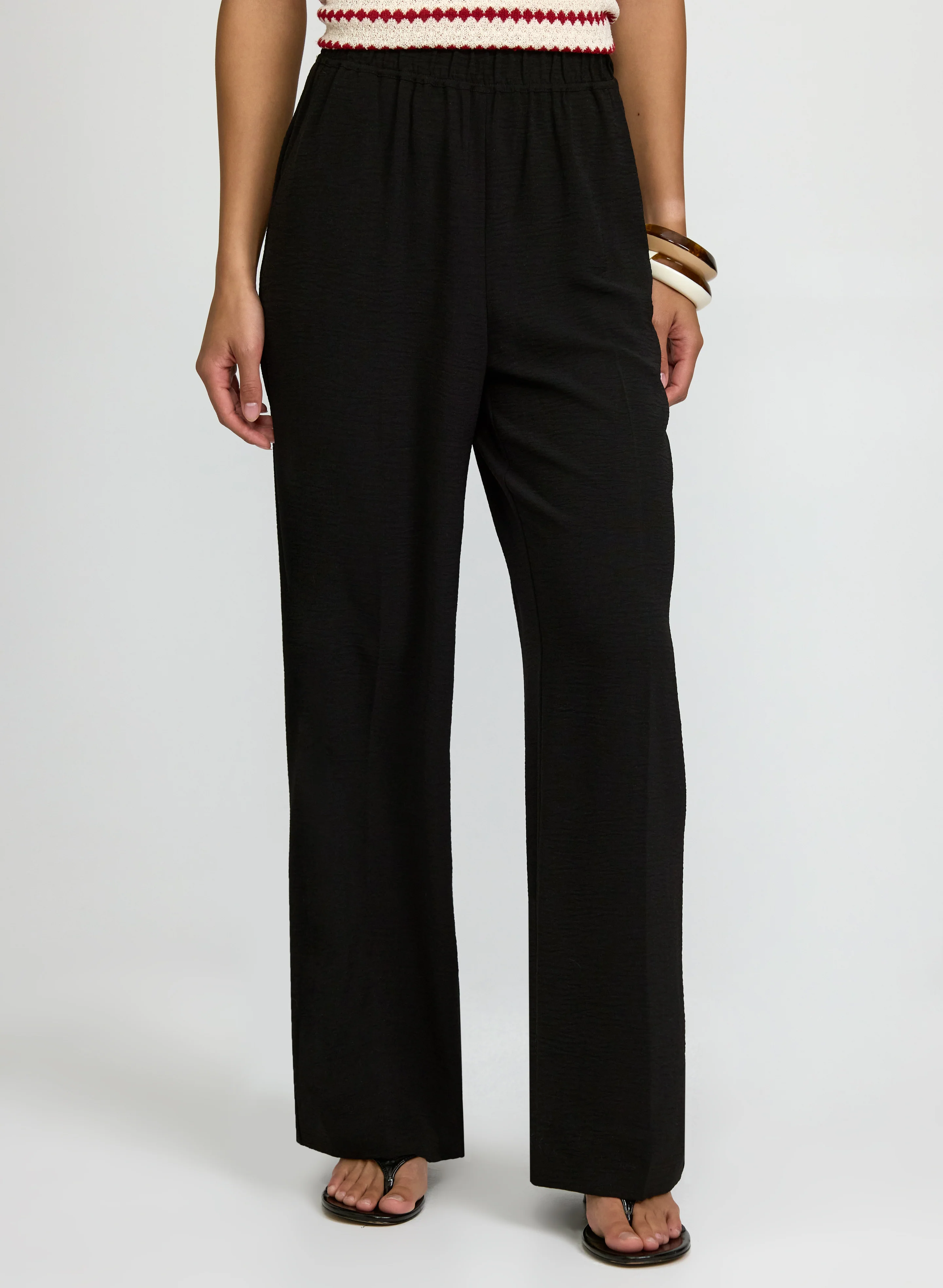 Pull-On Wide-Leg Pants
