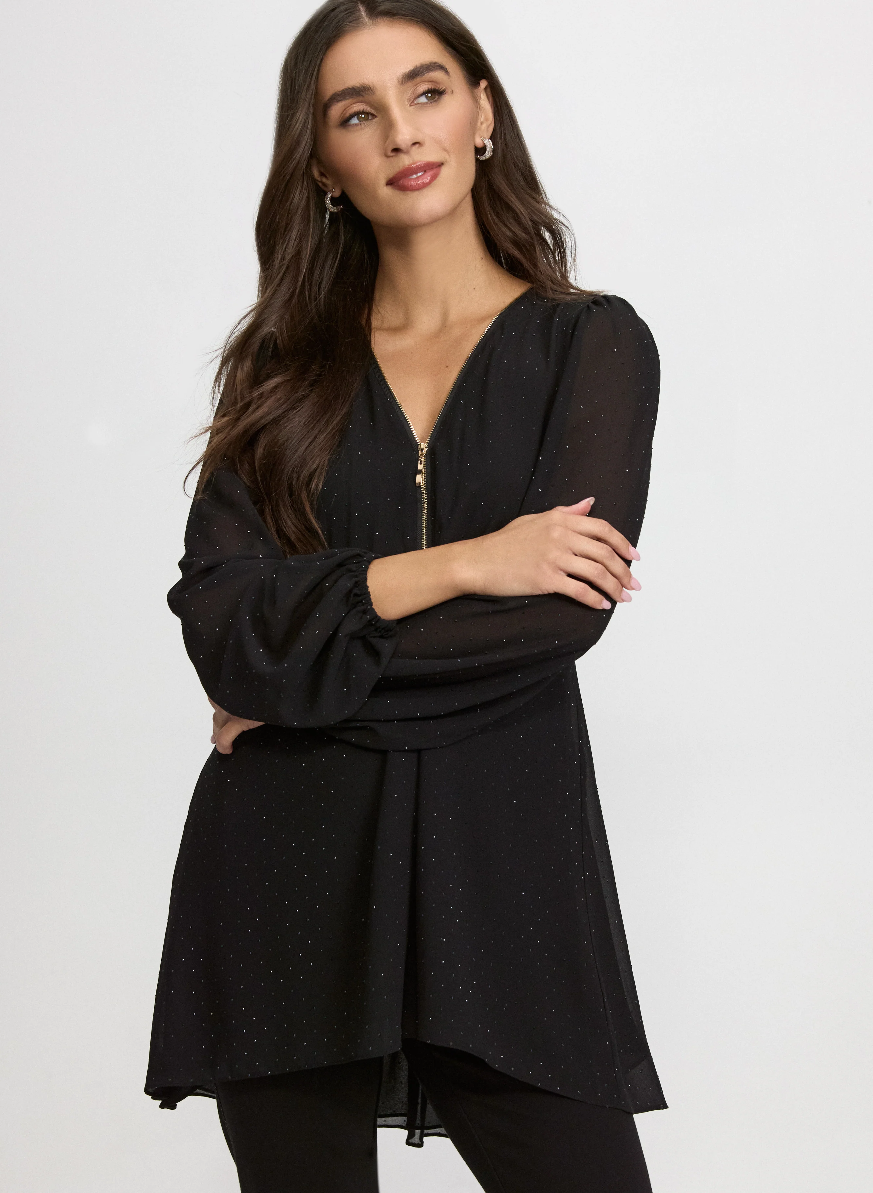 Rhinestone Chiffon Blouse