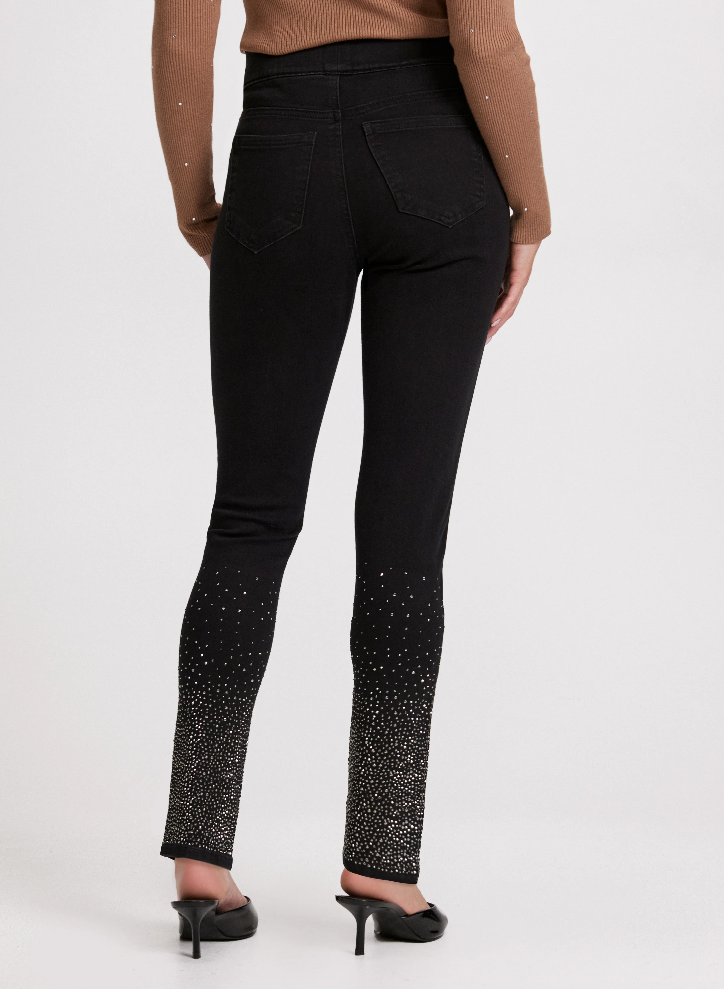 Rhinestone Detail Slim Leg Jeans - Image 2