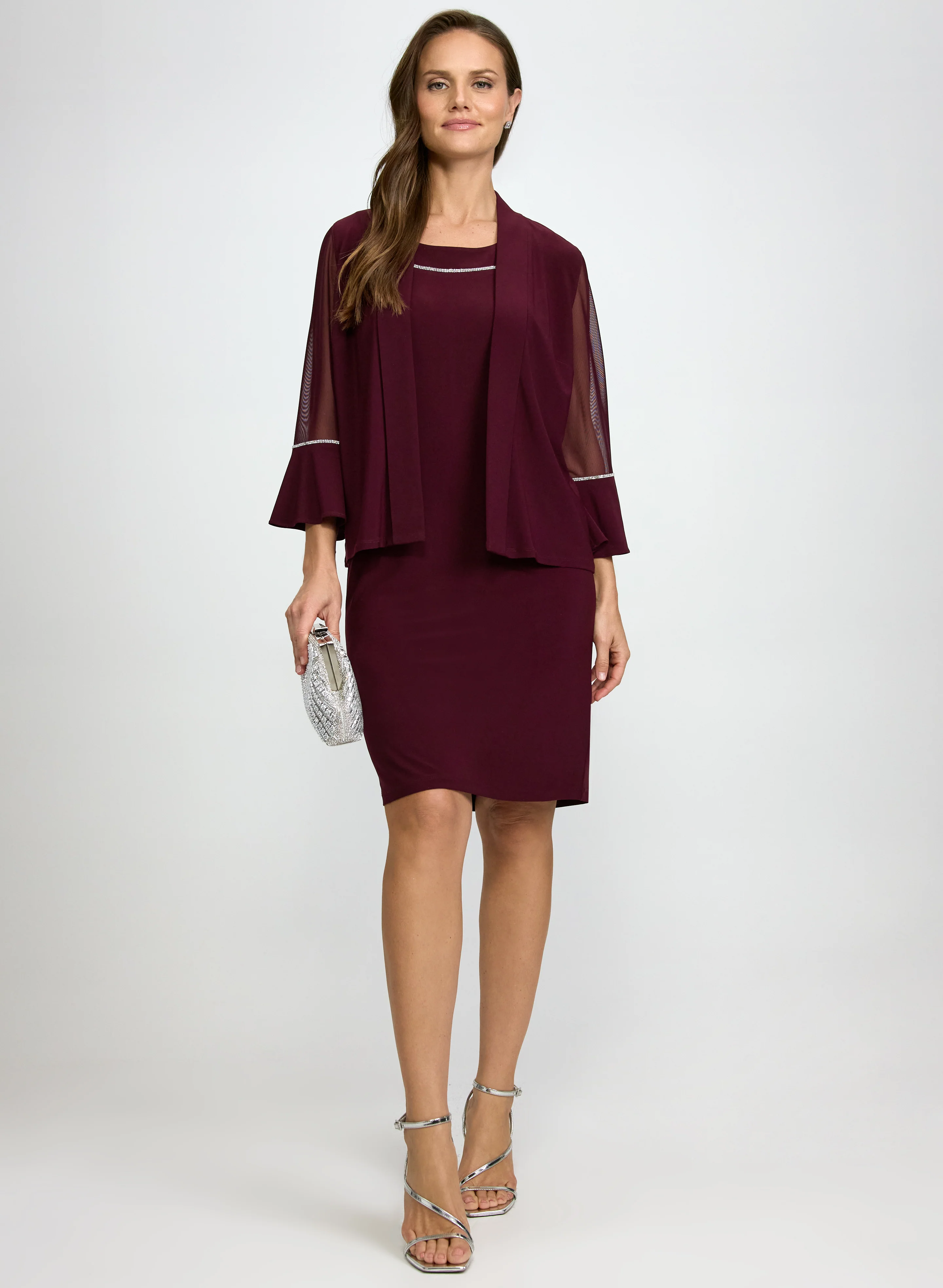 Rhinestone Embellished Jacket & Dress Set