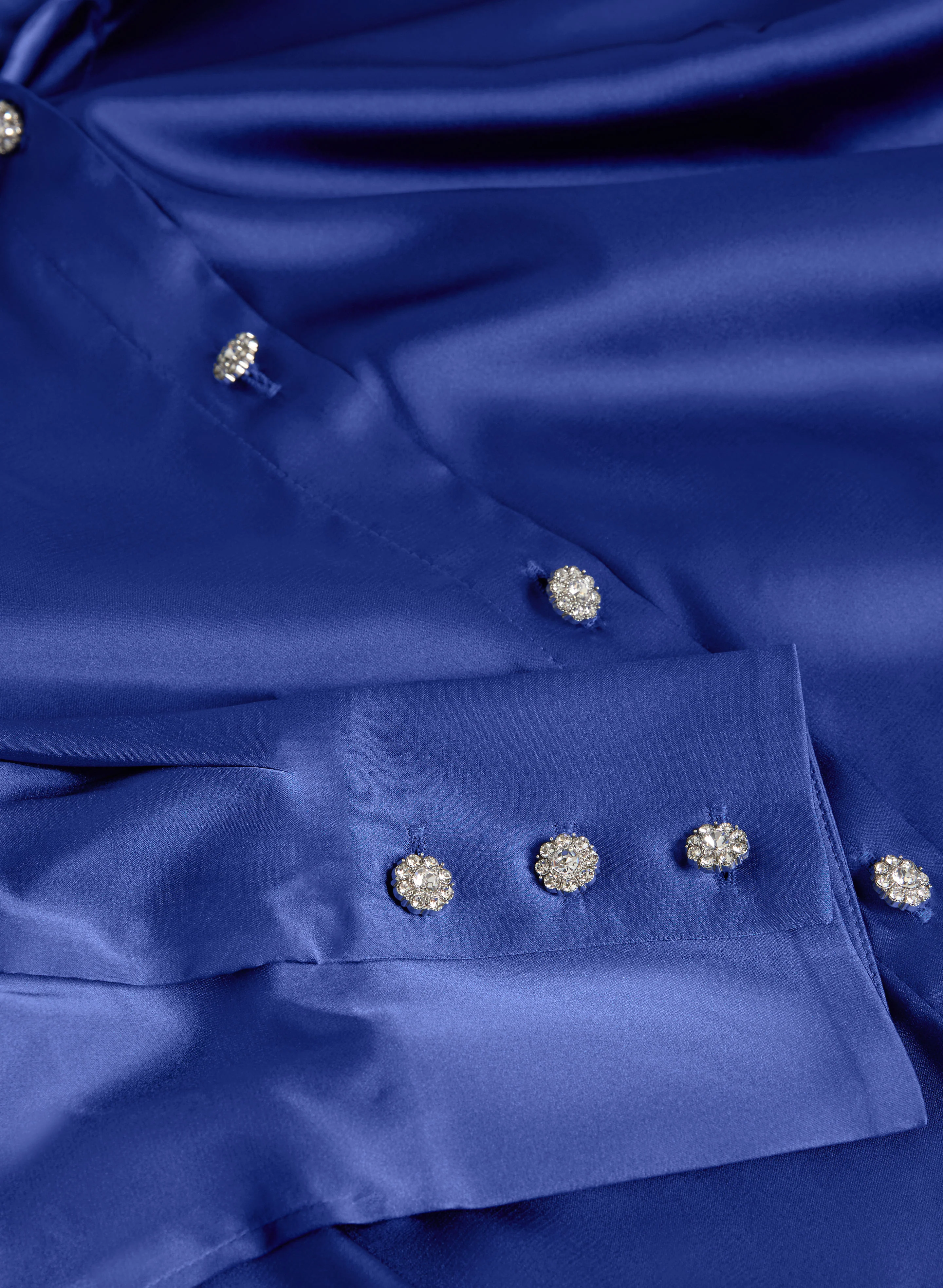 Rhinestone Embellished Satin Blouse - Image 7