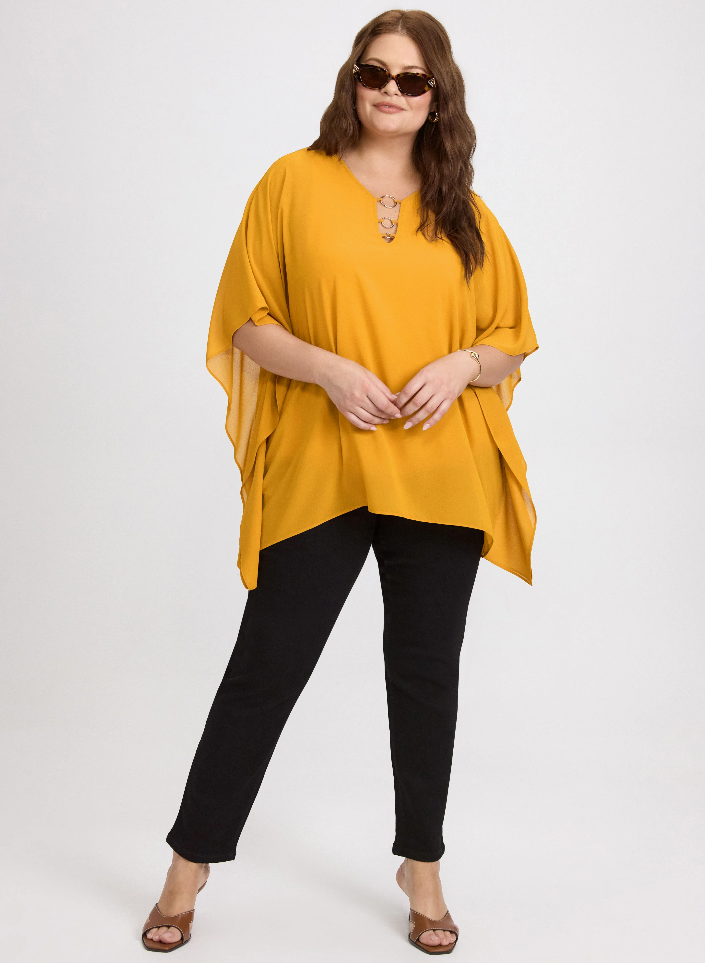 Ring Detail Chiffon Blouse - Image 3