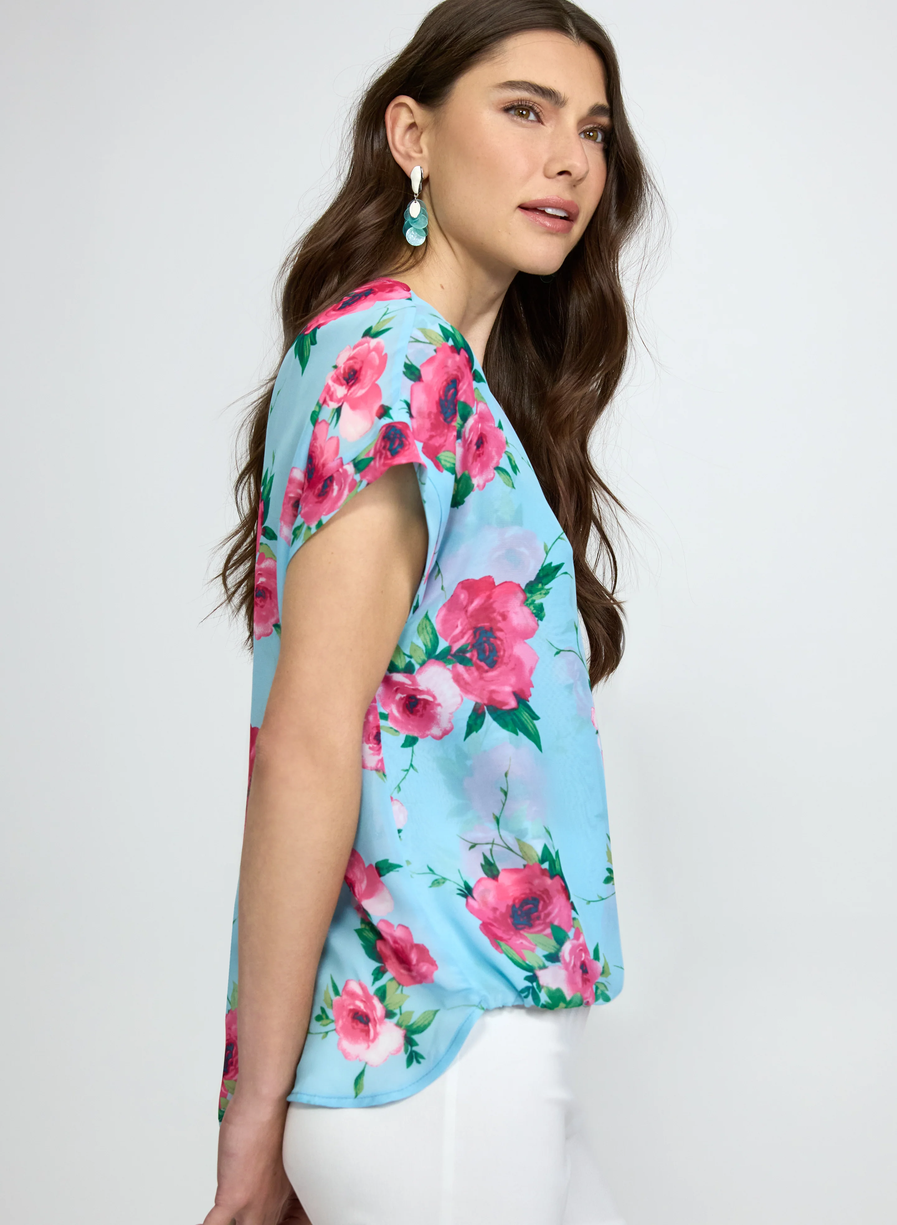 Rose Print Chiffon Blouse - Image 5