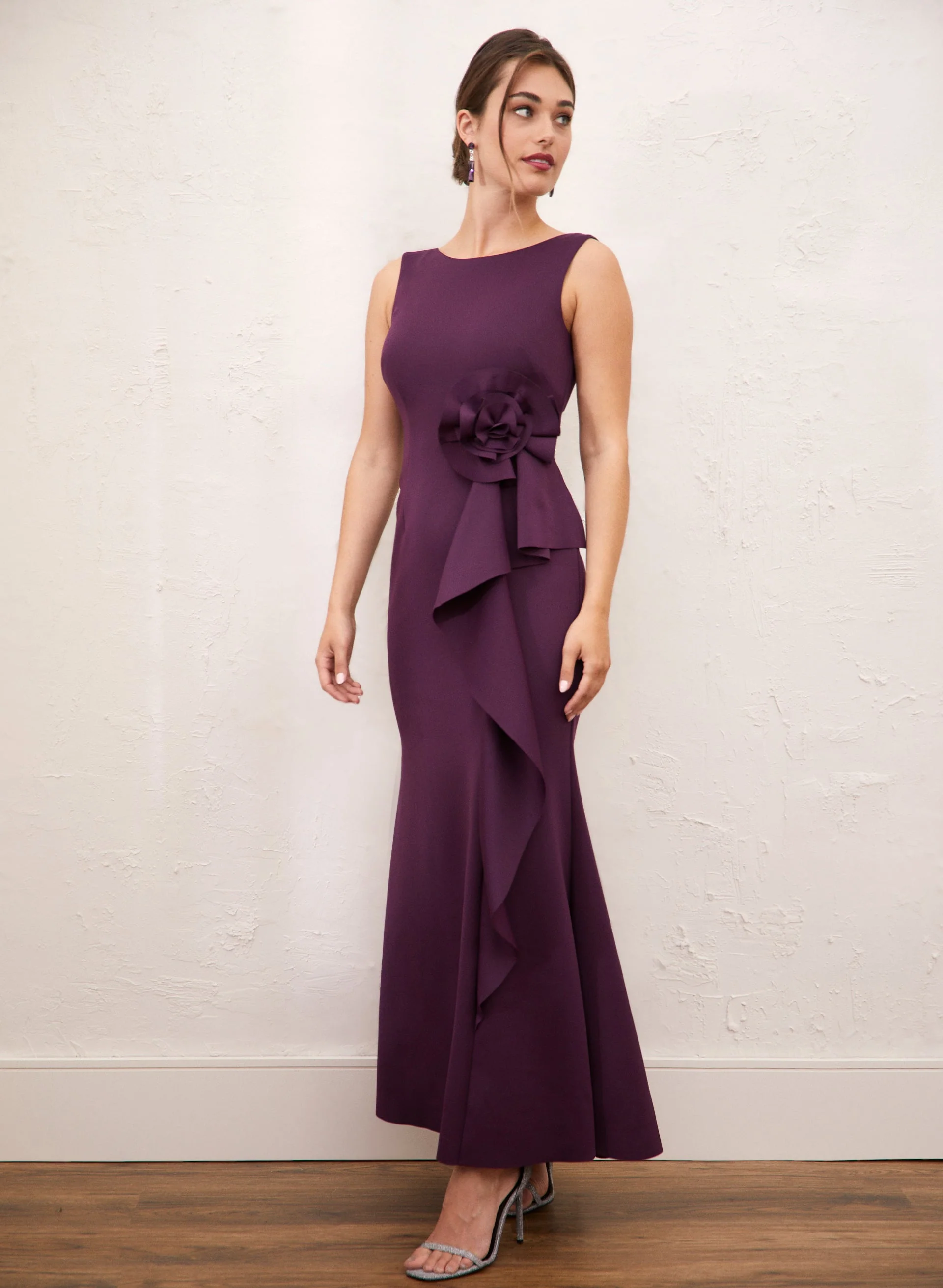 Rosette Detail Flounce Dress