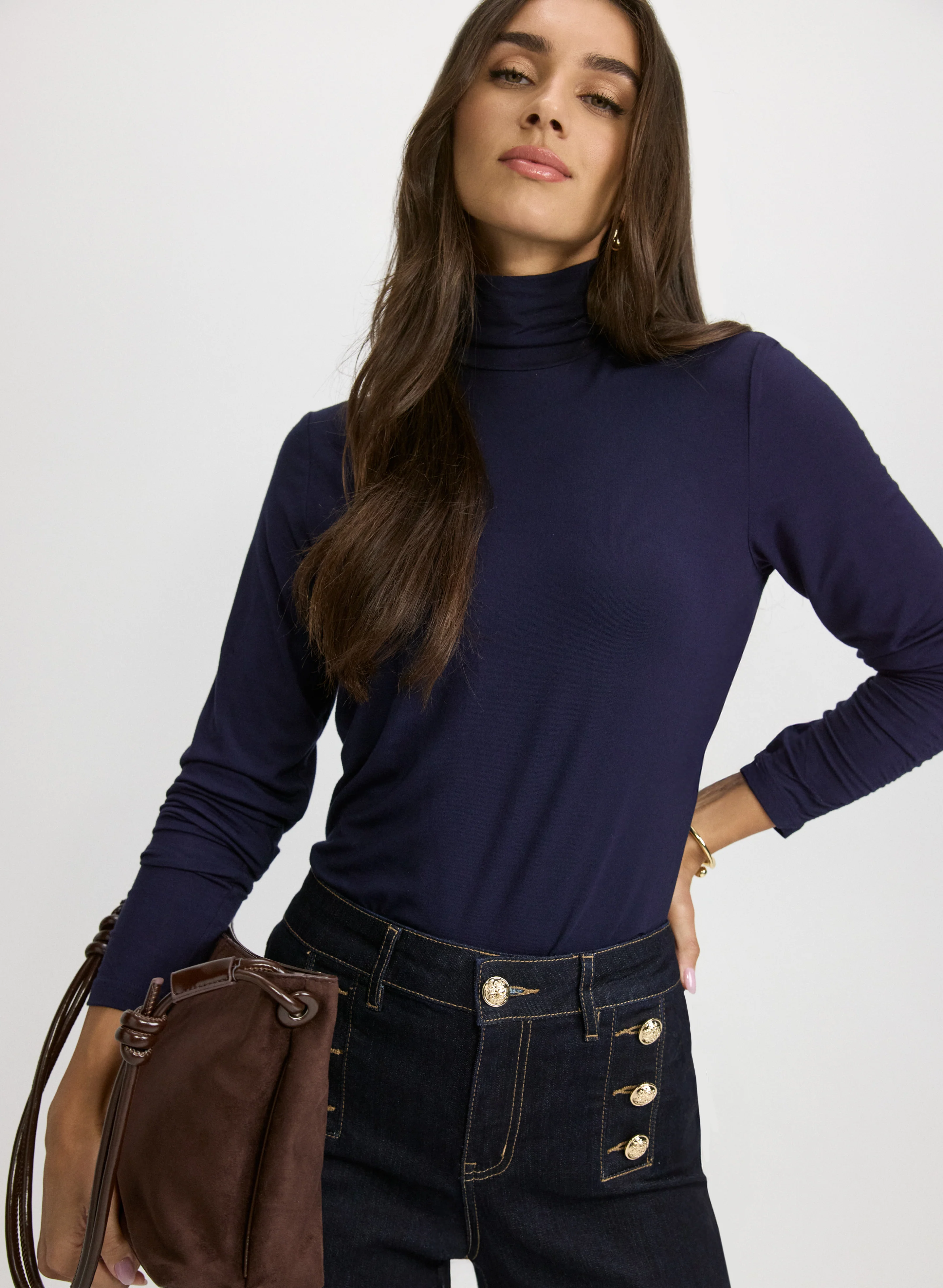 Ruched Turtleneck Top