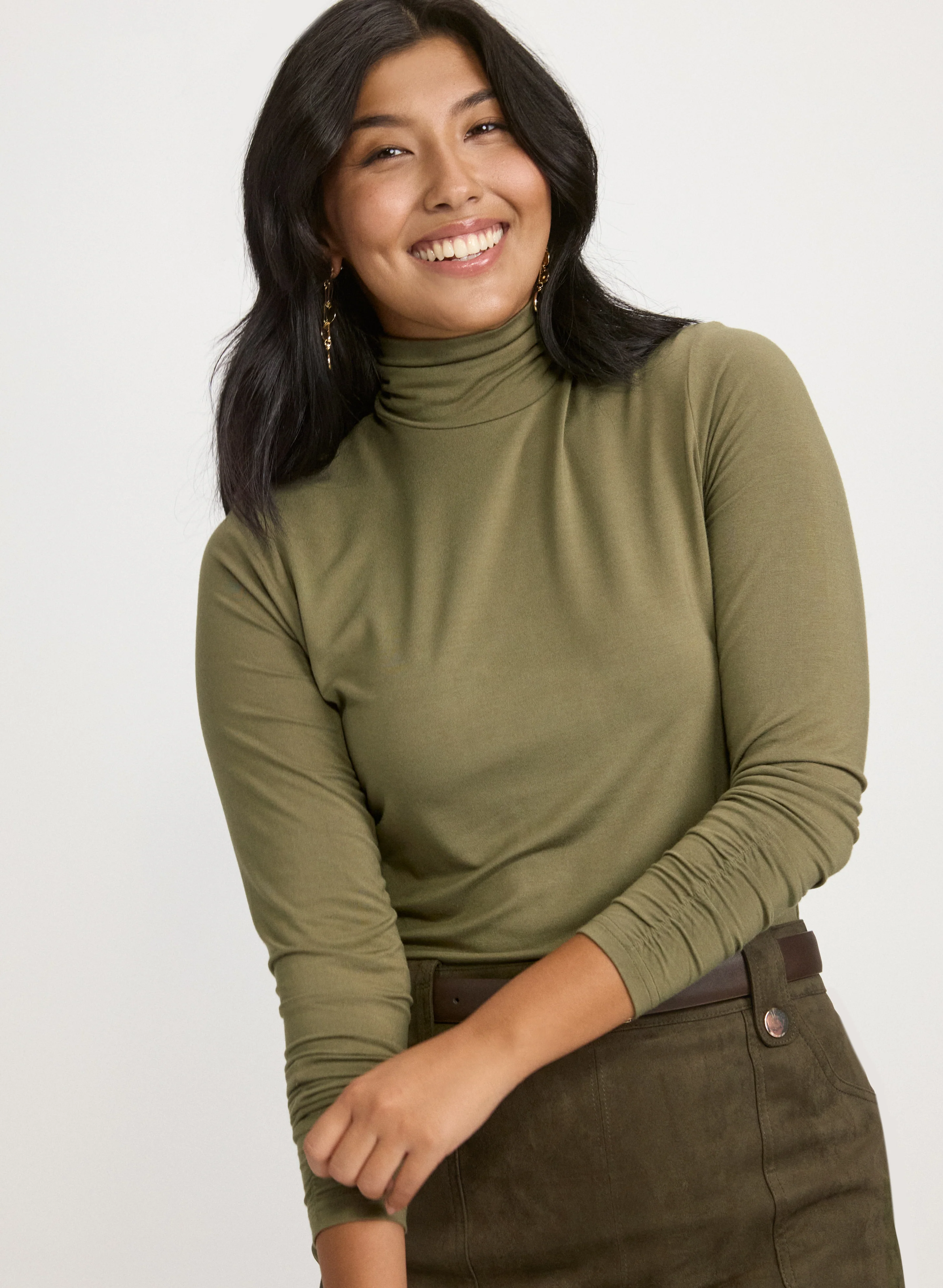 Ruched Turtleneck Top