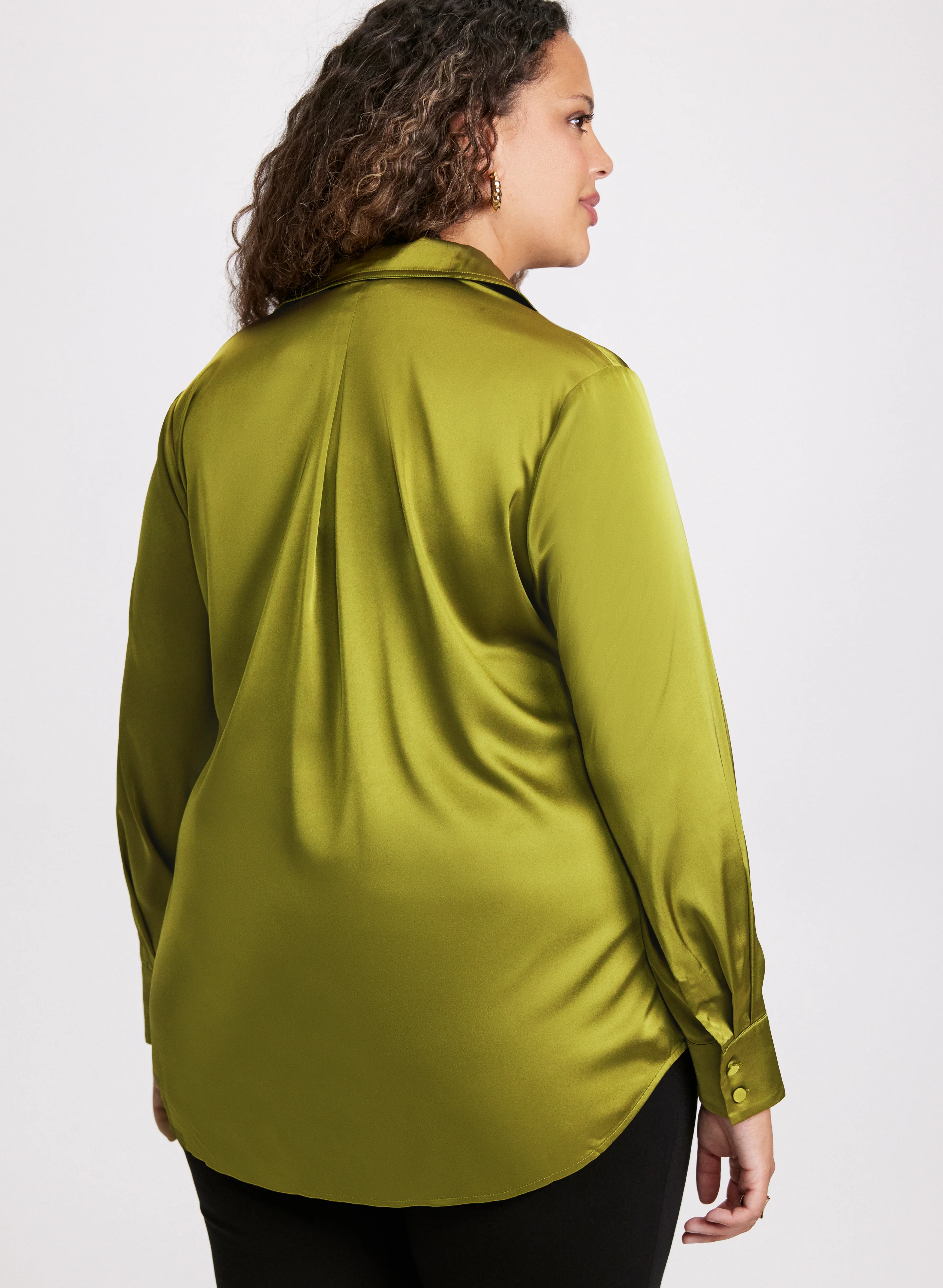 Satin Button Down Blouse - Image 4