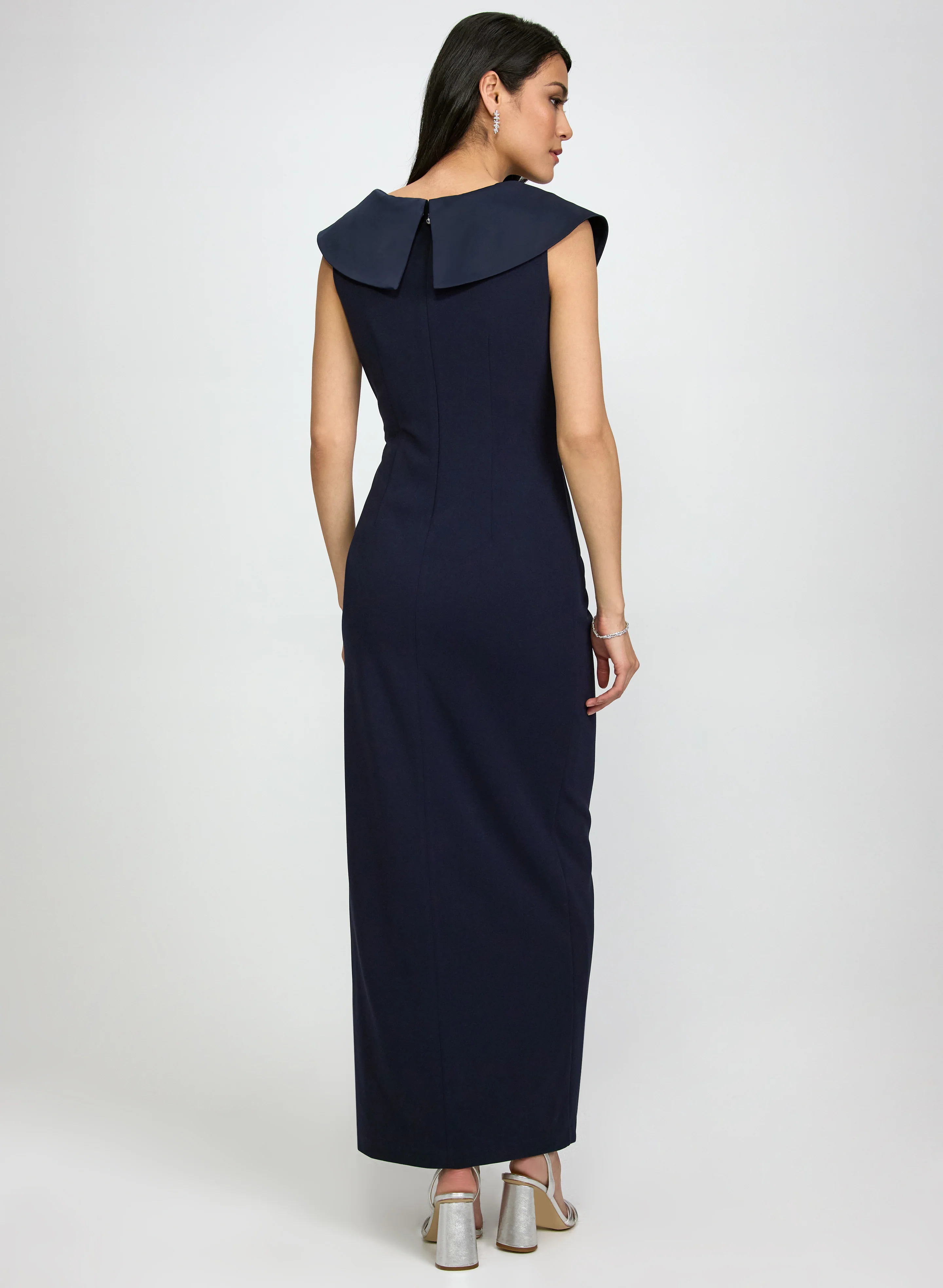 Satin Tuxedo Collar Dress - Image 4