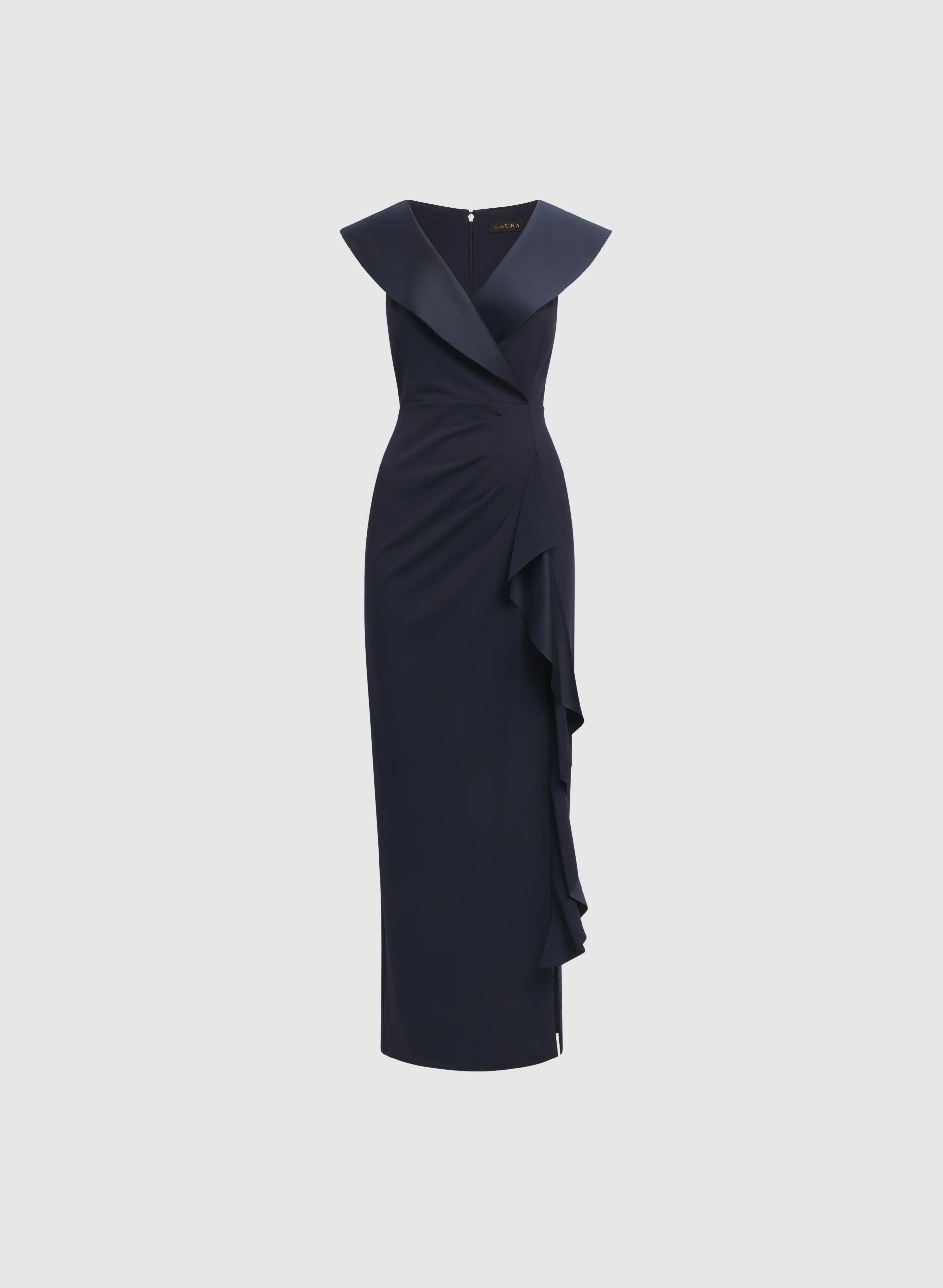 Satin Tuxedo Collar Dress - Image 6