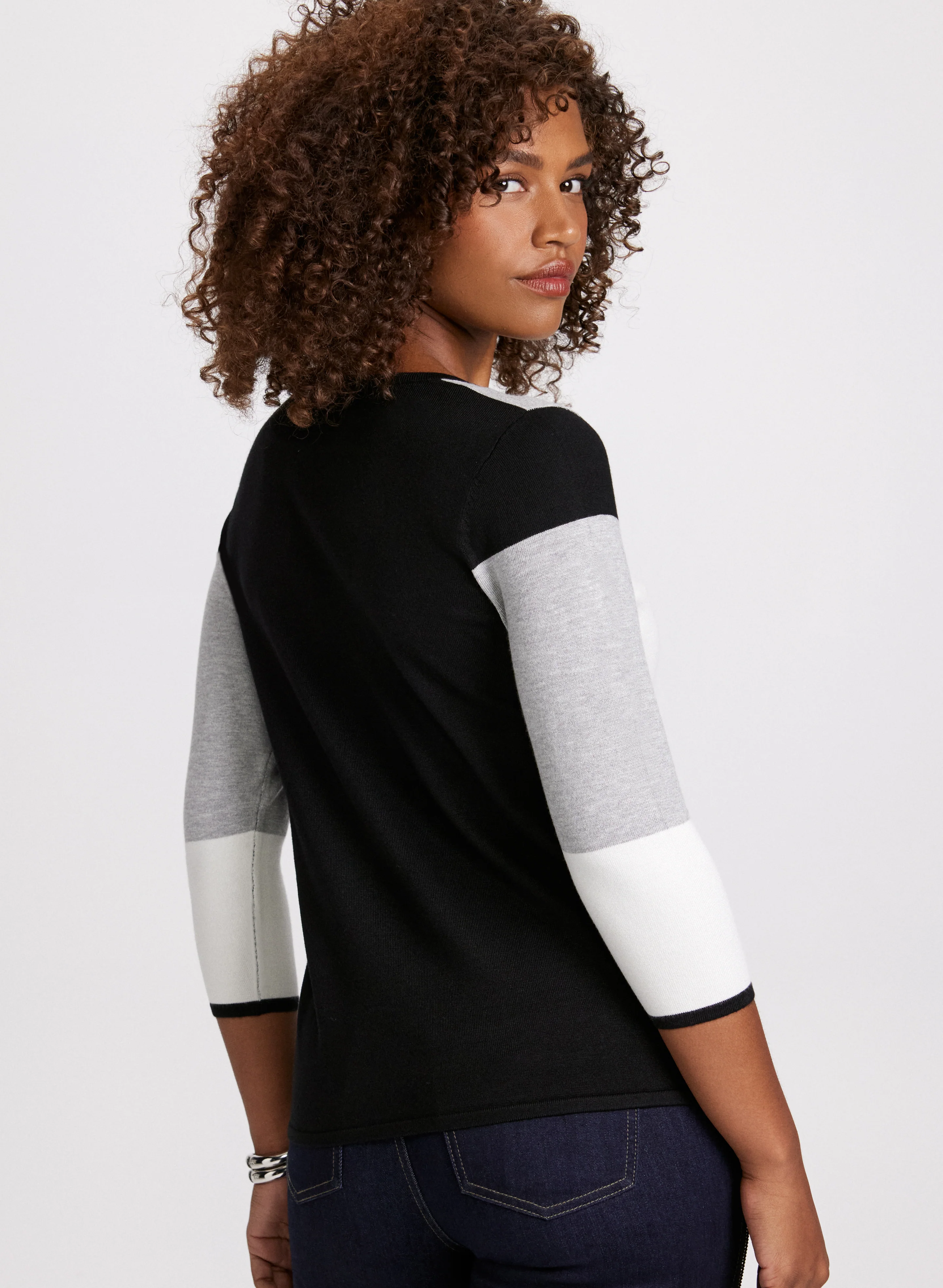 Scoop Neck Colour Block Sweater - Image 4