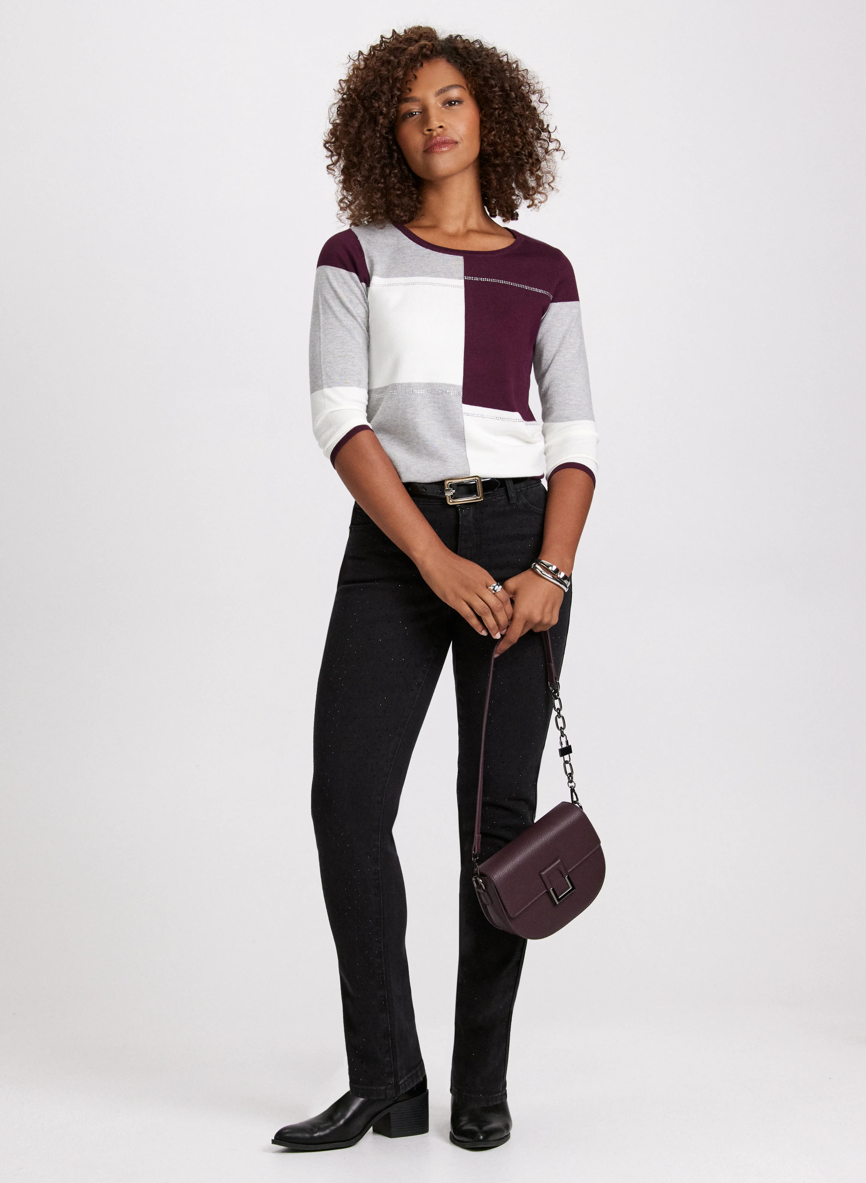 Scoop Neck Colour Block Sweater - Image 3