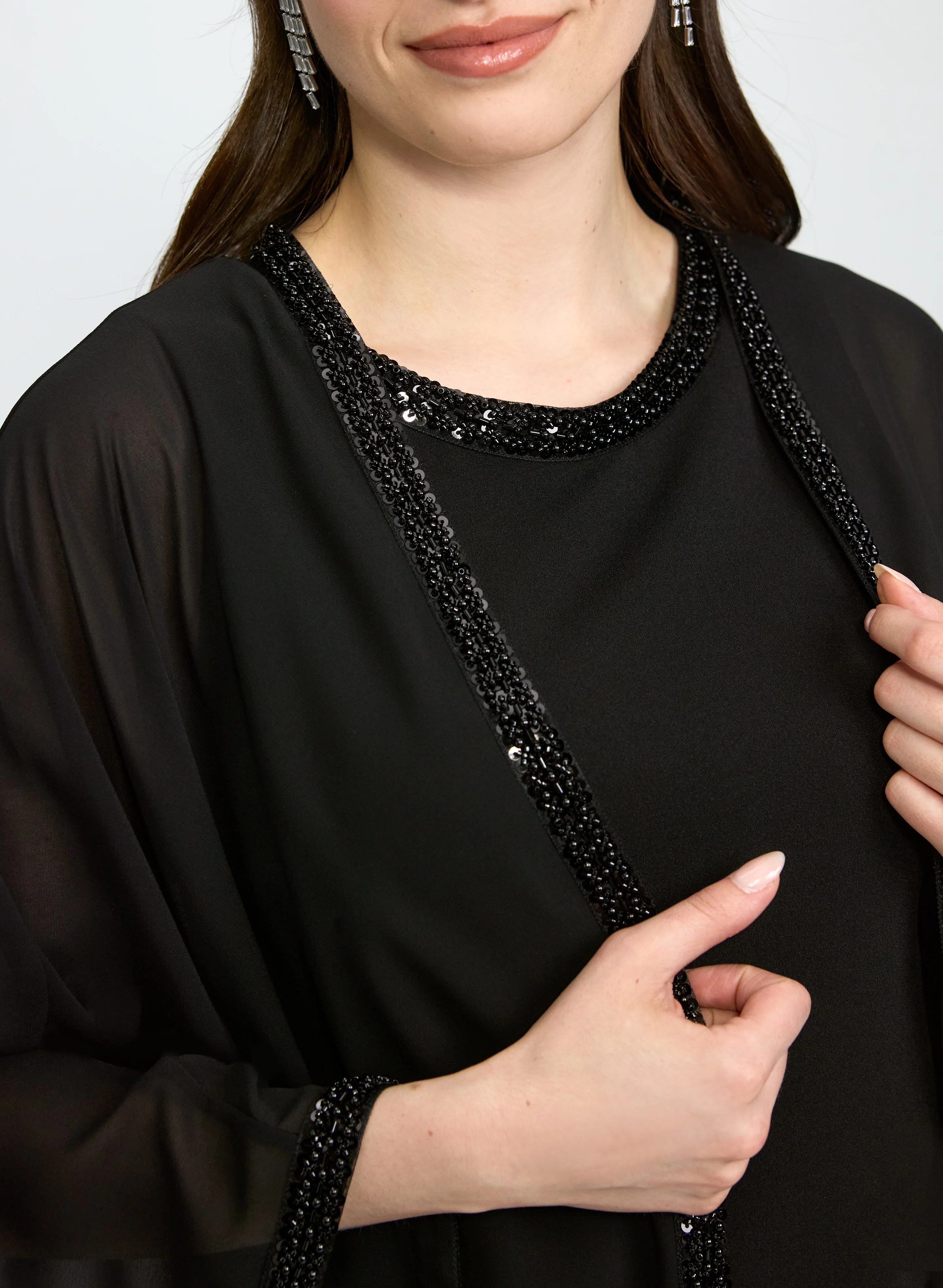 Scuba Crepe Dress & Chiffon Cape Two-Piece Set - Image 3