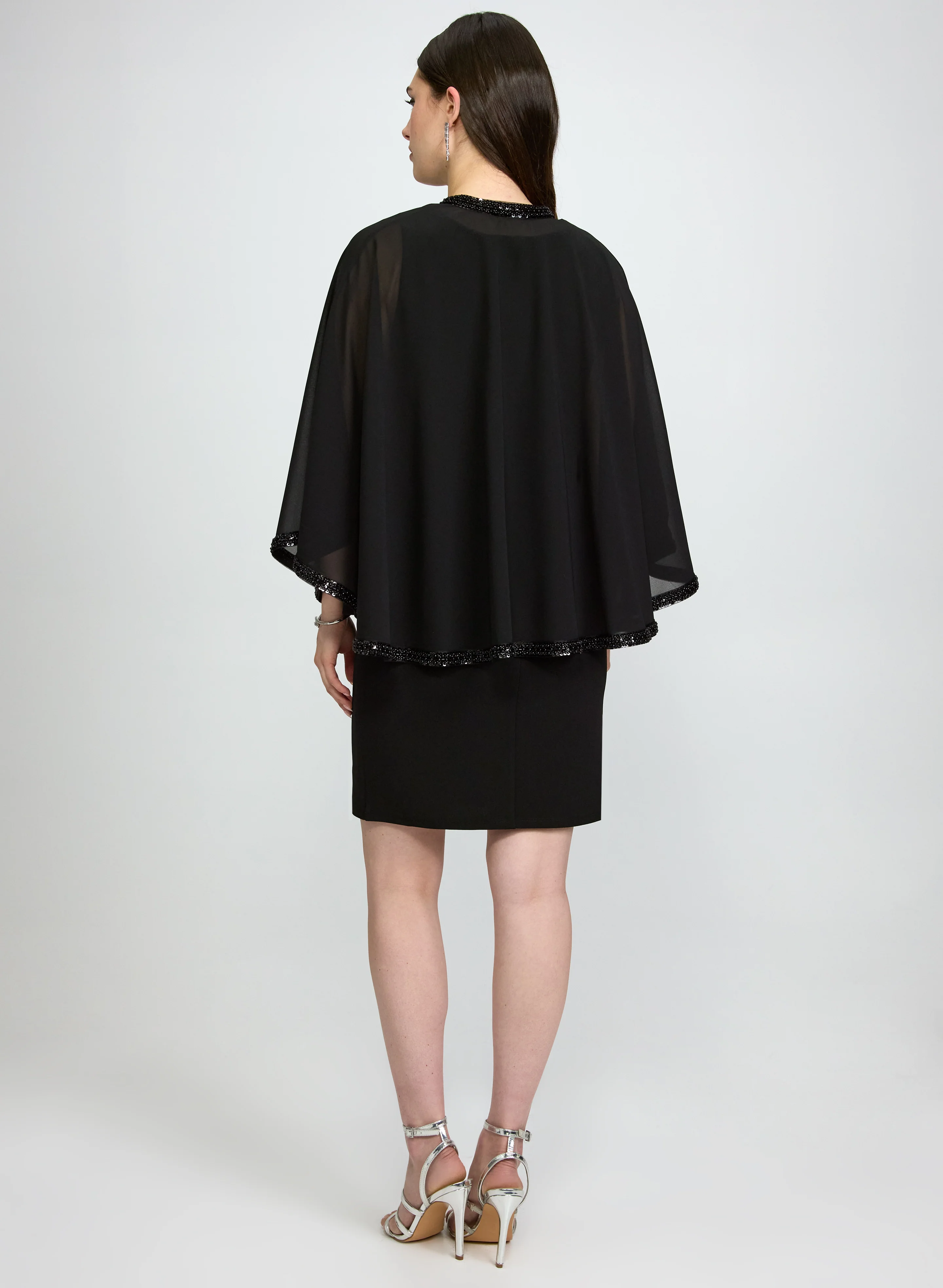 Scuba Crepe Dress & Chiffon Cape Two-Piece Set - Image 4