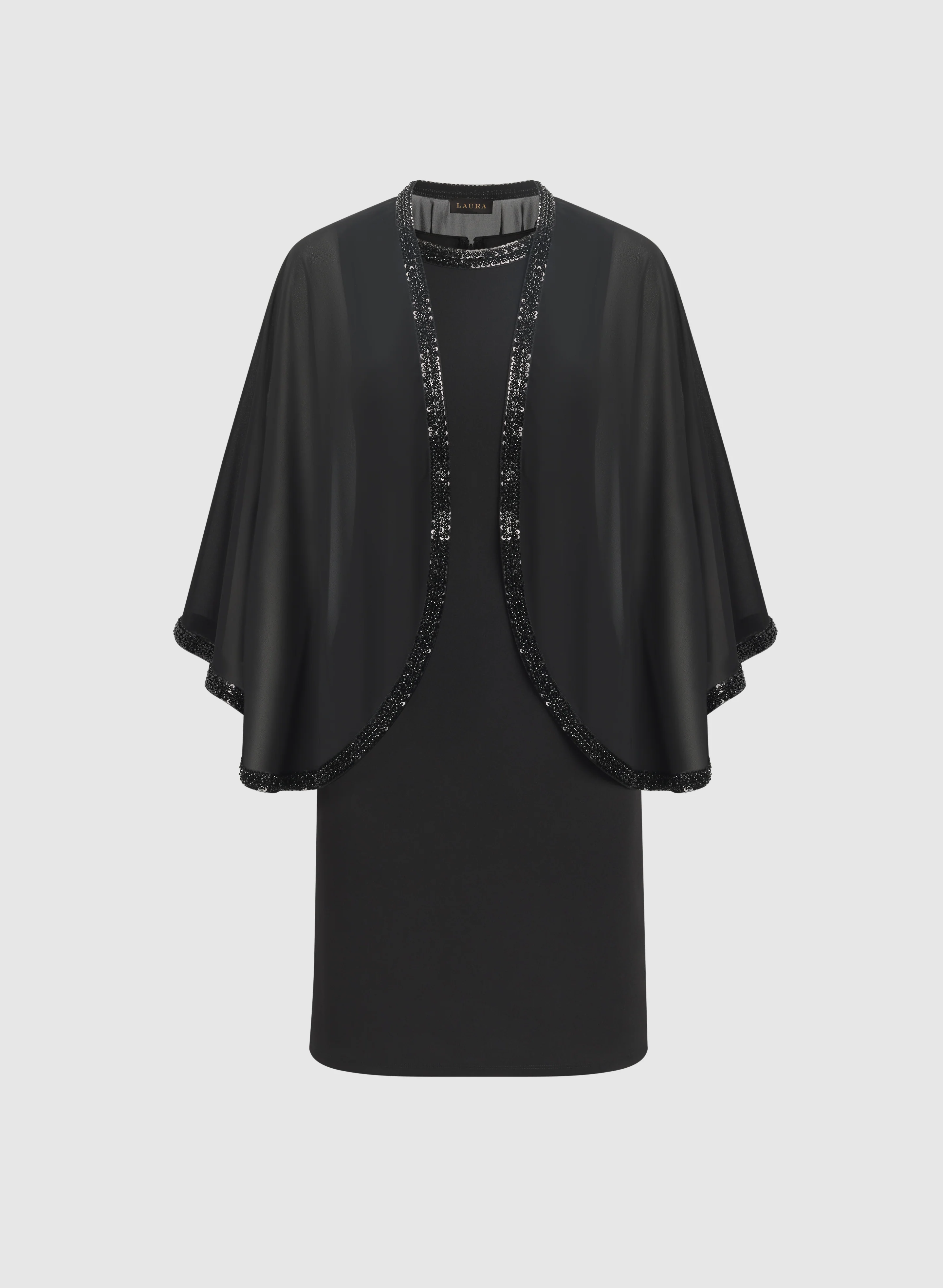 Scuba Crepe Dress & Chiffon Cape Two-Piece Set - Image 5