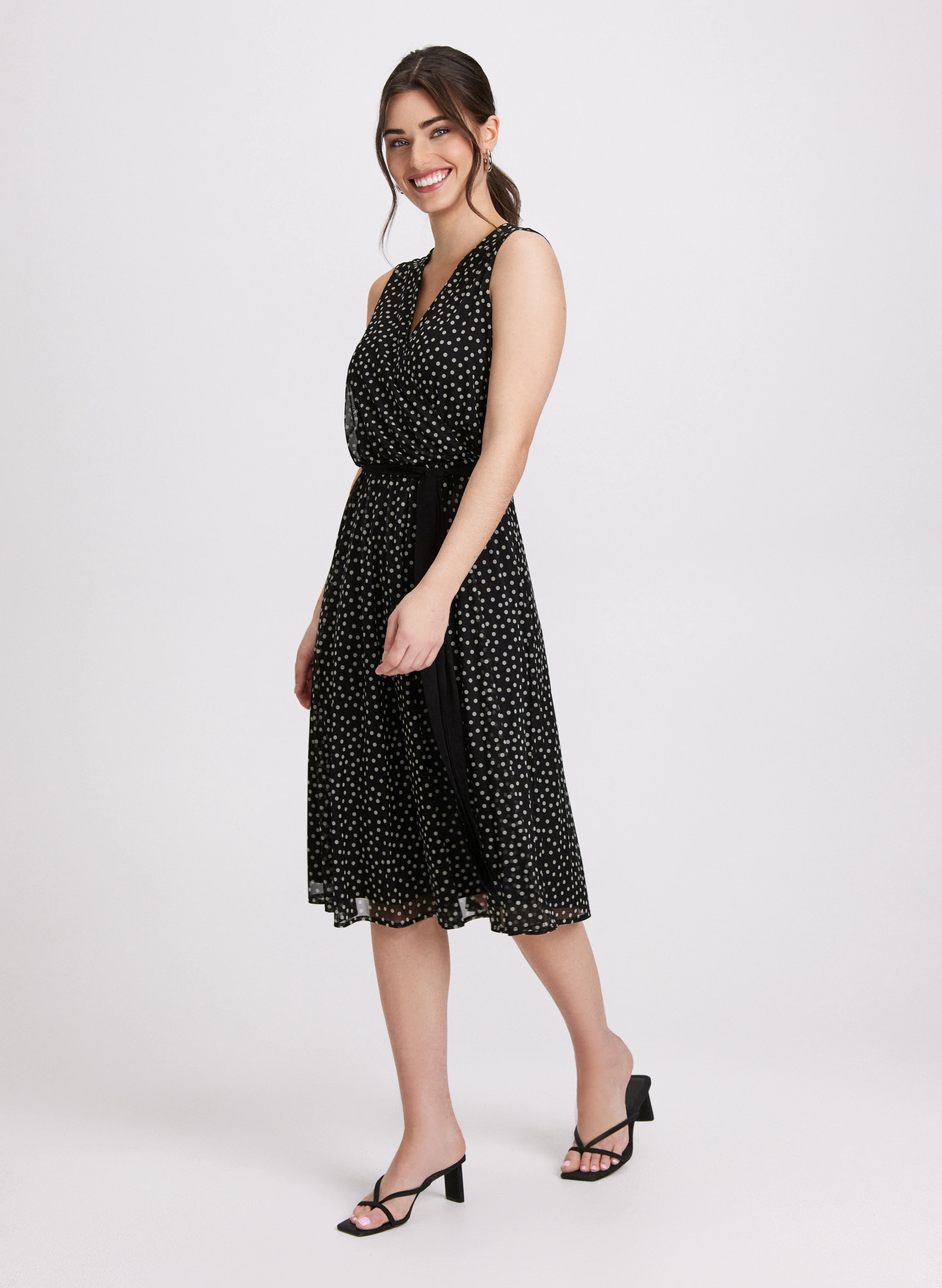 Self-Sash Polka Dot Dress - Image 2