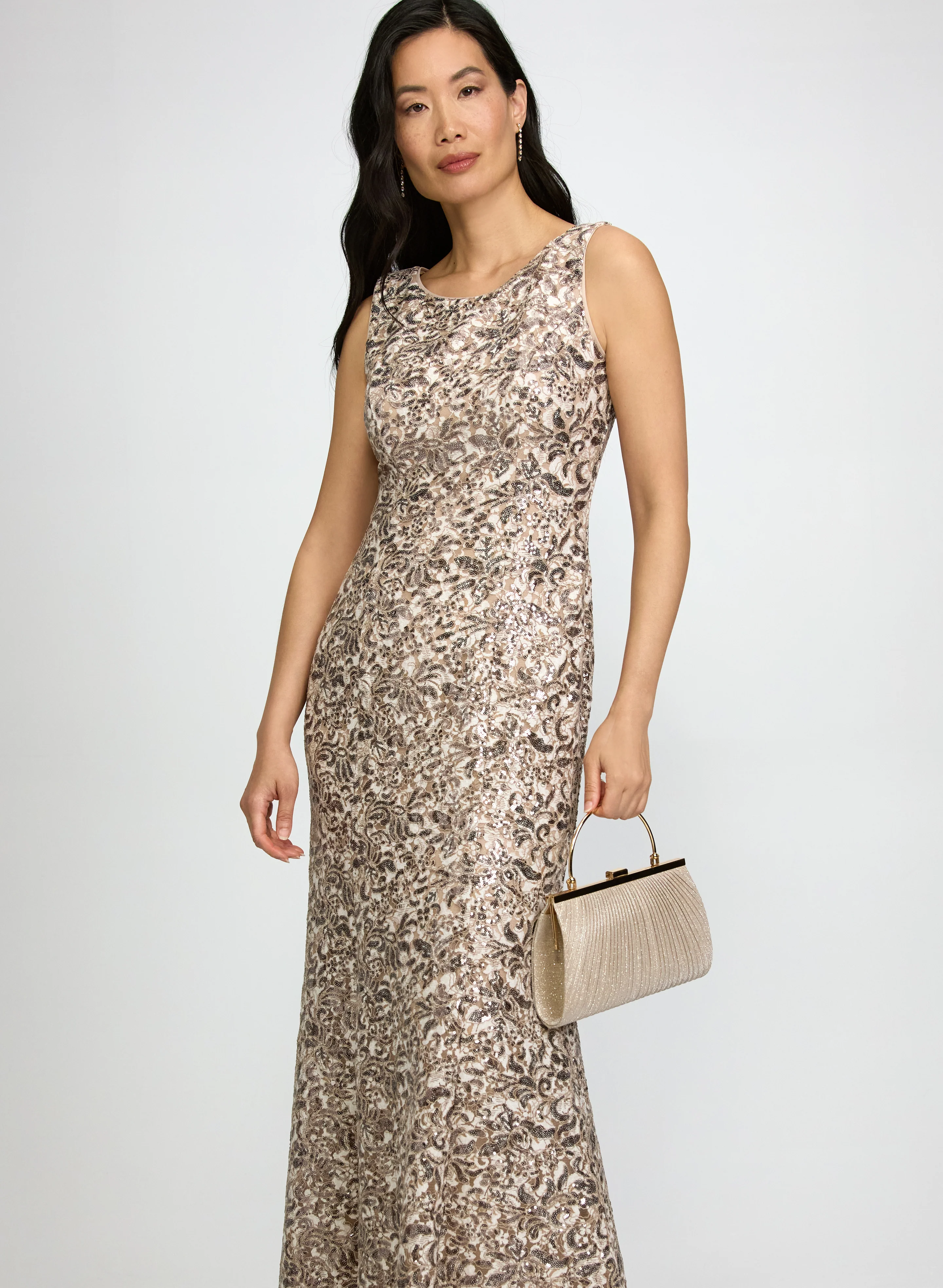 Sequin Dress & Chiffon Shawl Set - Image 5