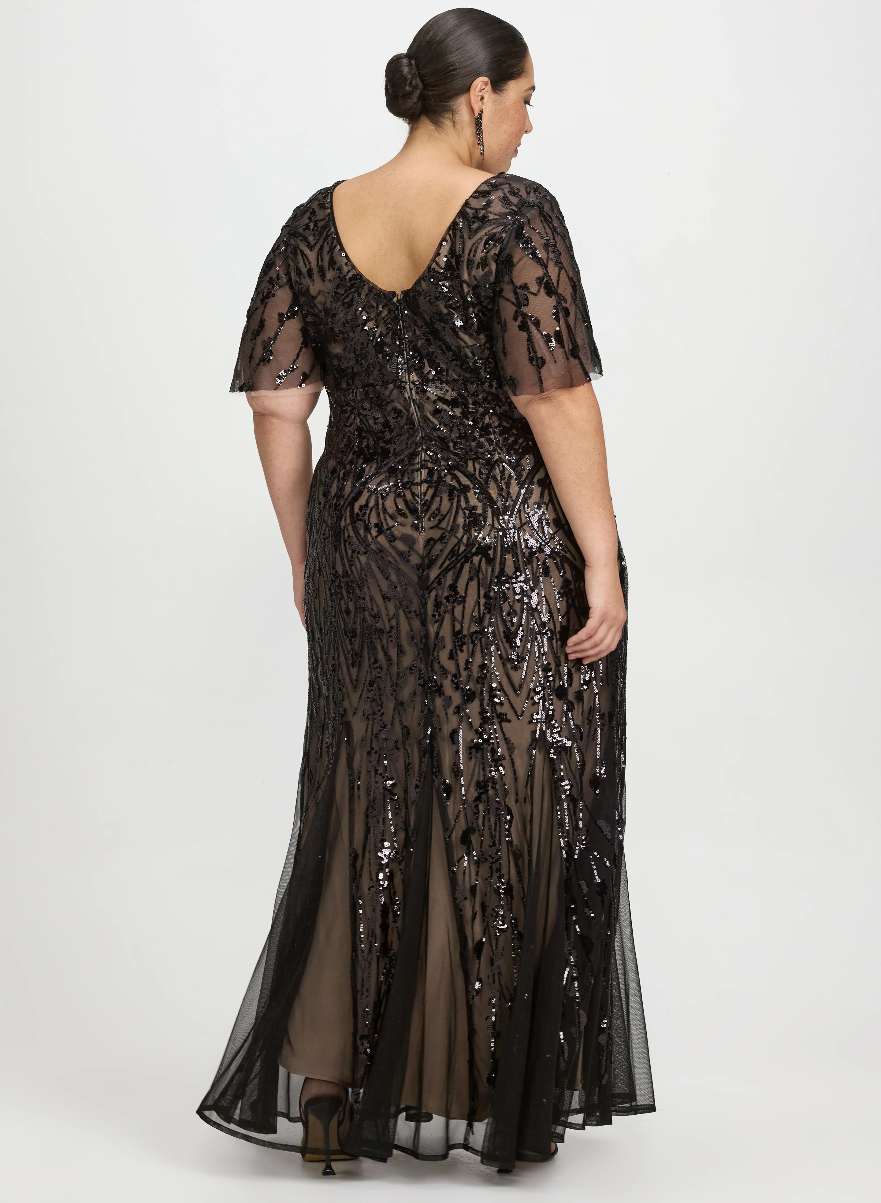 Sequin Embellished Floral Dress - Image 4