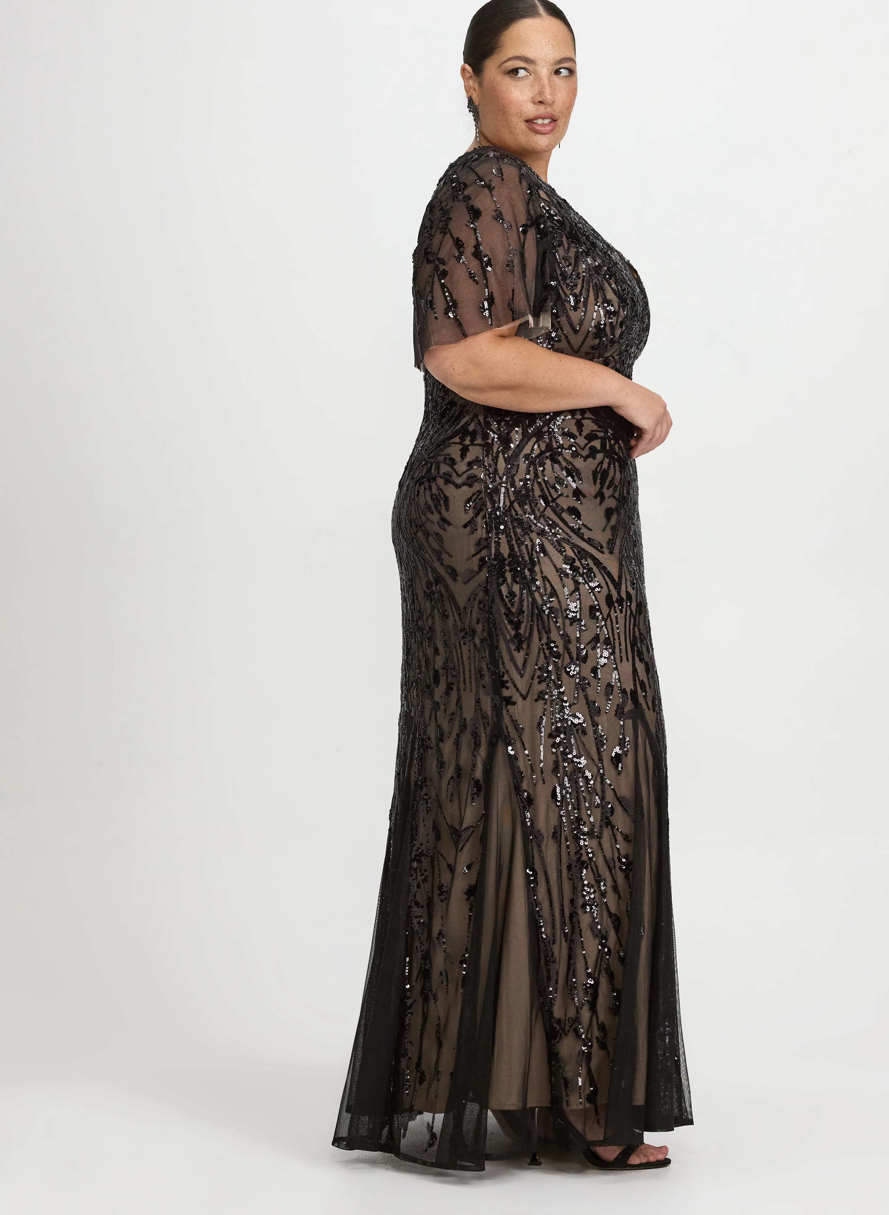 Sequin Embellished Floral Dress - Image 5