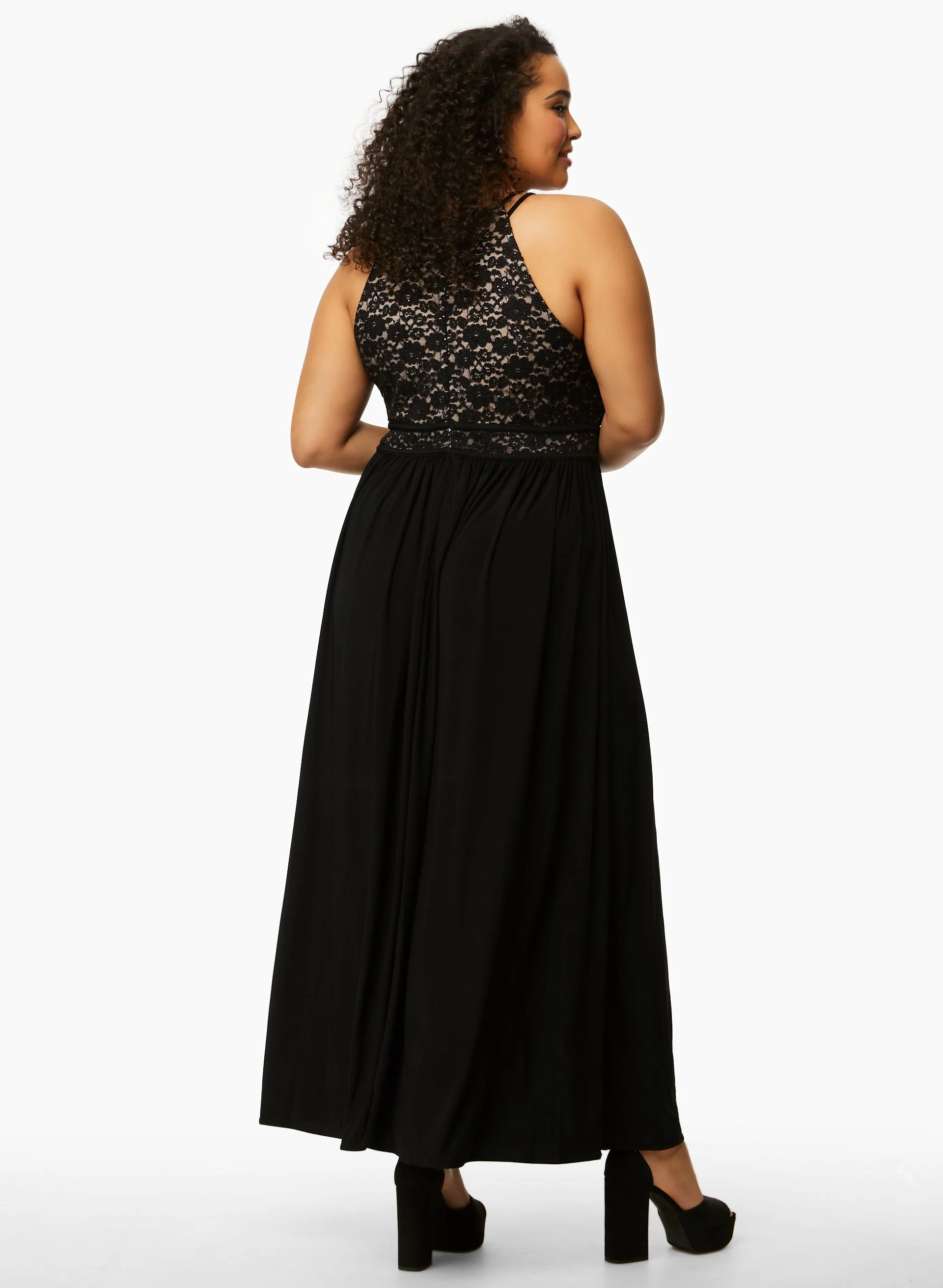 Sequin & Lace Halter Dress - Image 2