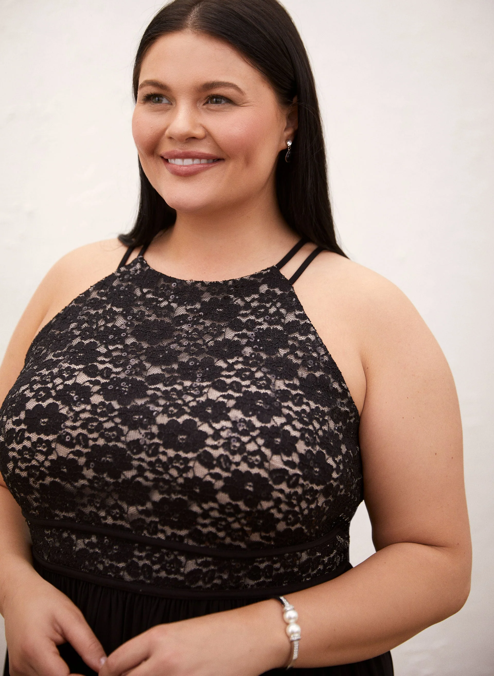 Sequin & Lace Halter Dress - Image 4